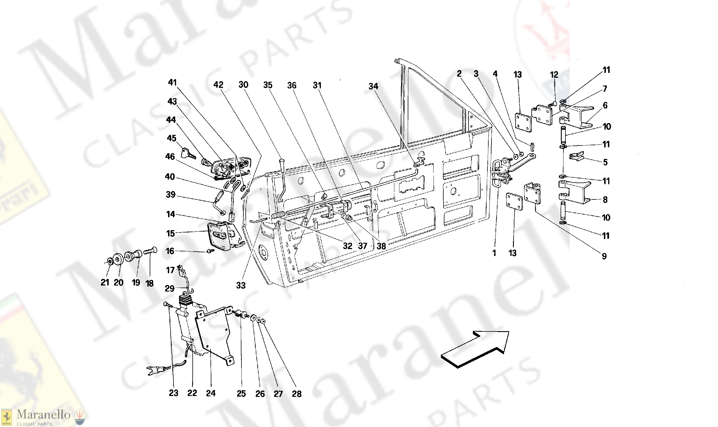 123 - Doors -Cabriolet- Opening Control And Hinges