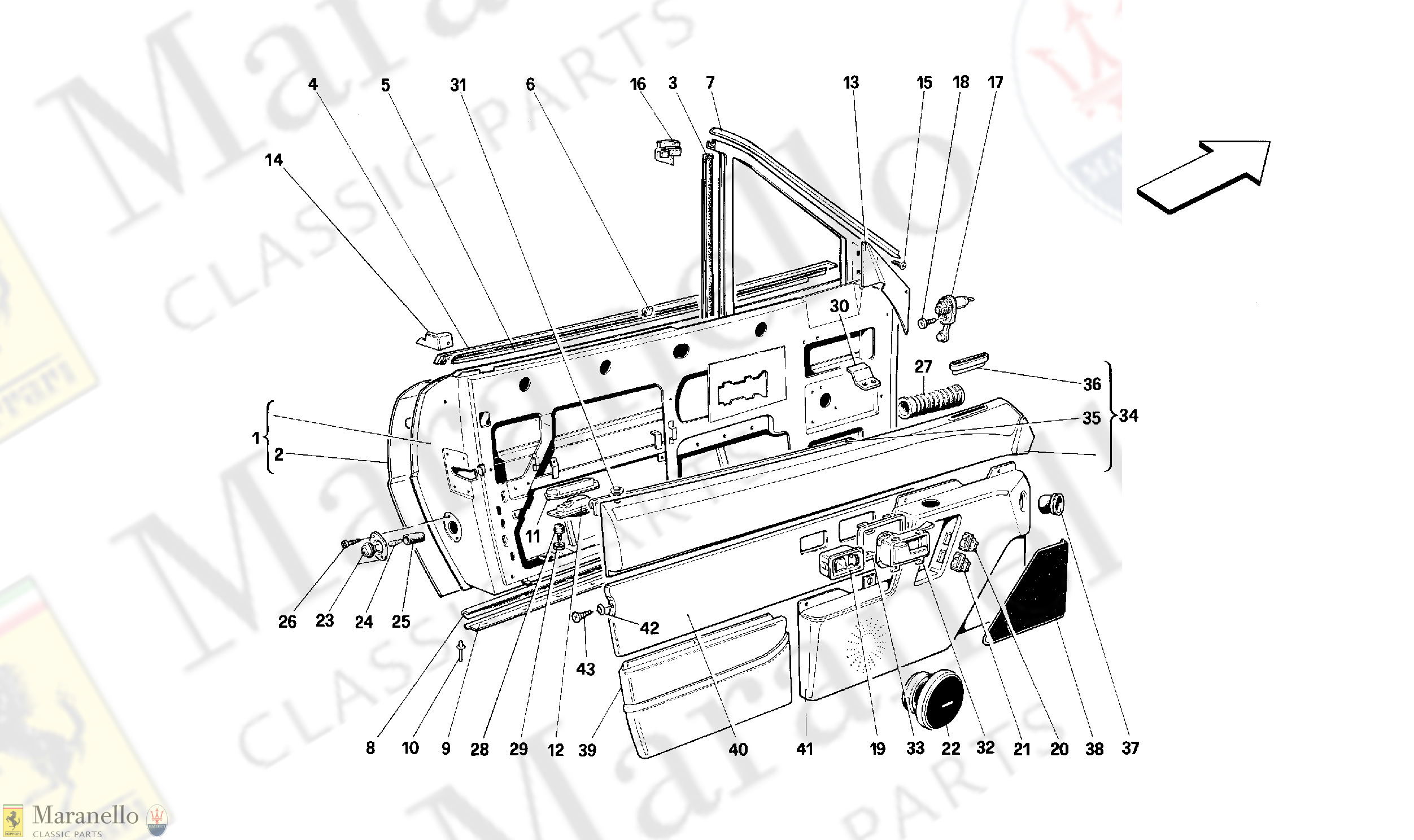 122 - Doors -Cabriolet- Framework And Linings