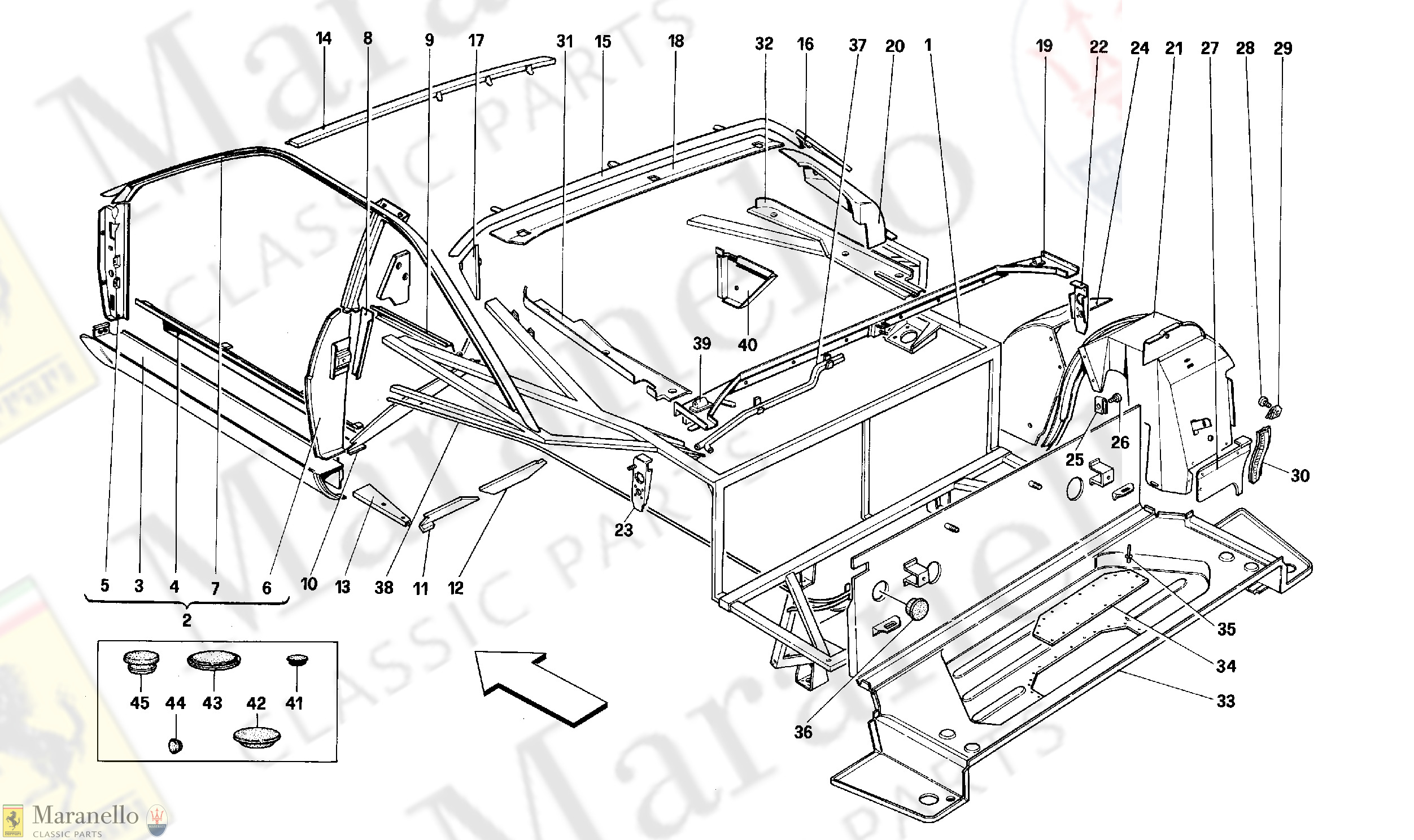 104 - Body Shell: Inner Elements - Rear Part -Coupé-