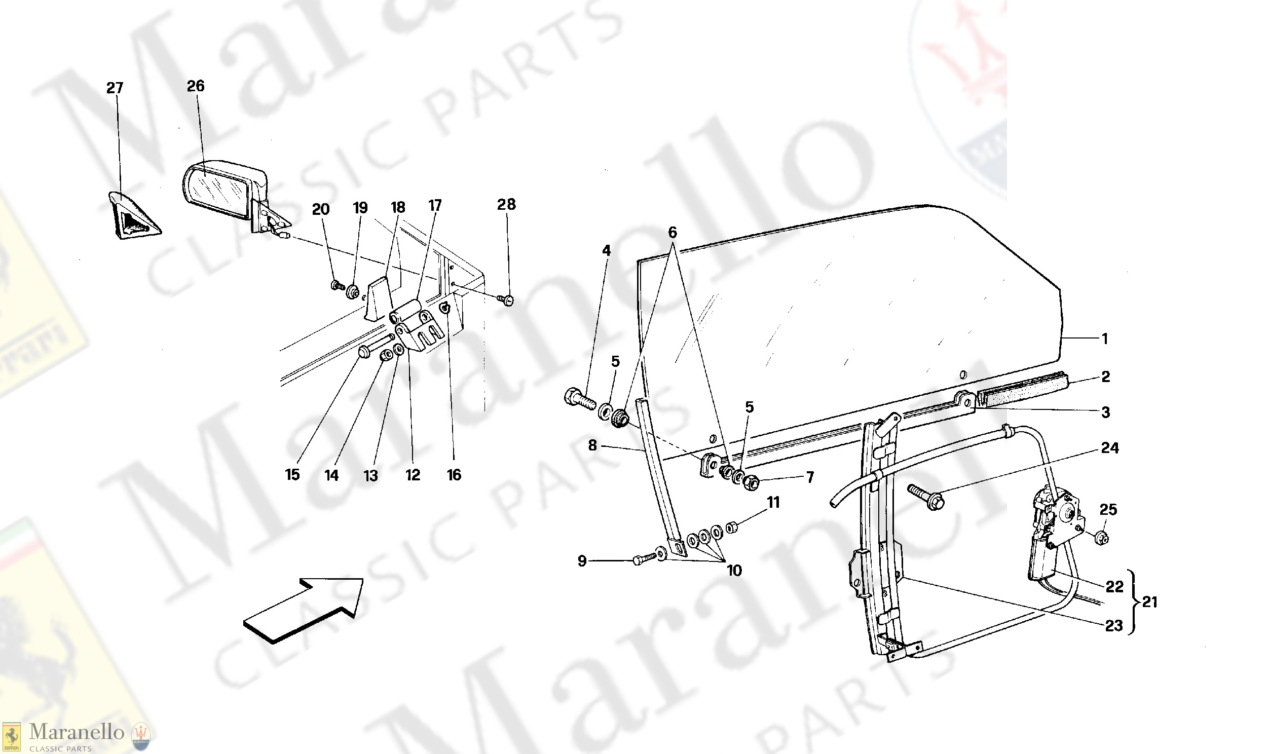 121 - Doors - Coupé - Glass Lifting Device And Rear Mirror