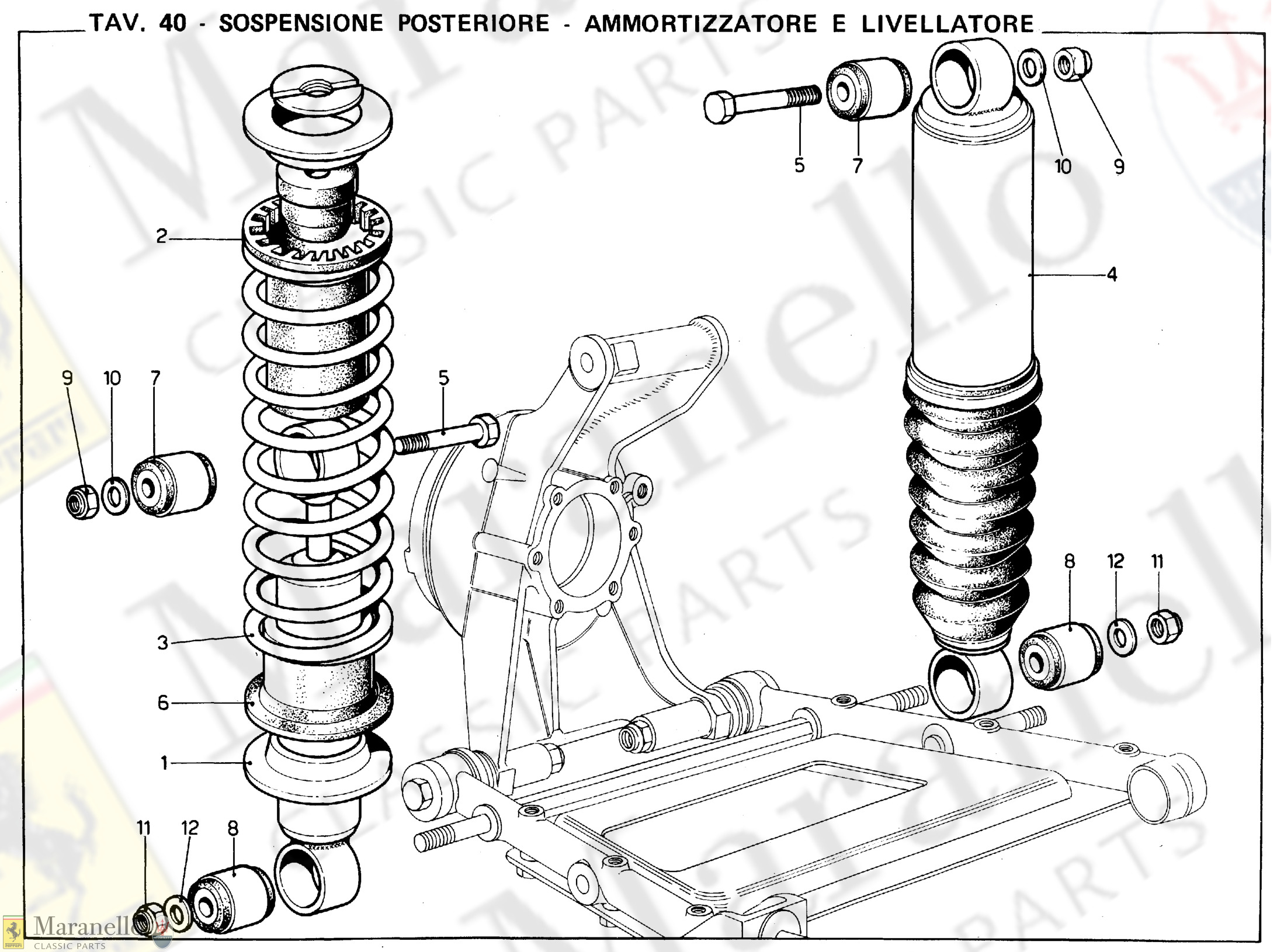 040 Rear Shock Absorbers Parts Diagram For Ferrari 365 Gtc4