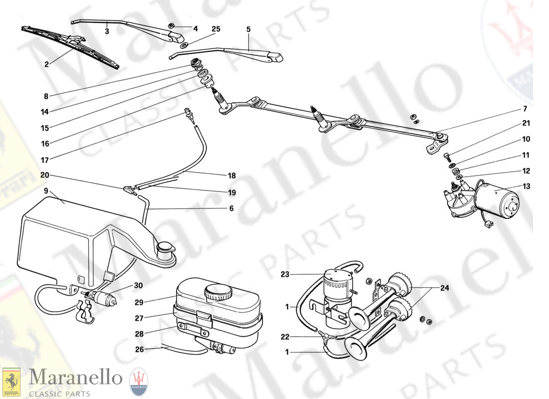 129 - Windshield Wiper, Washer And Horns