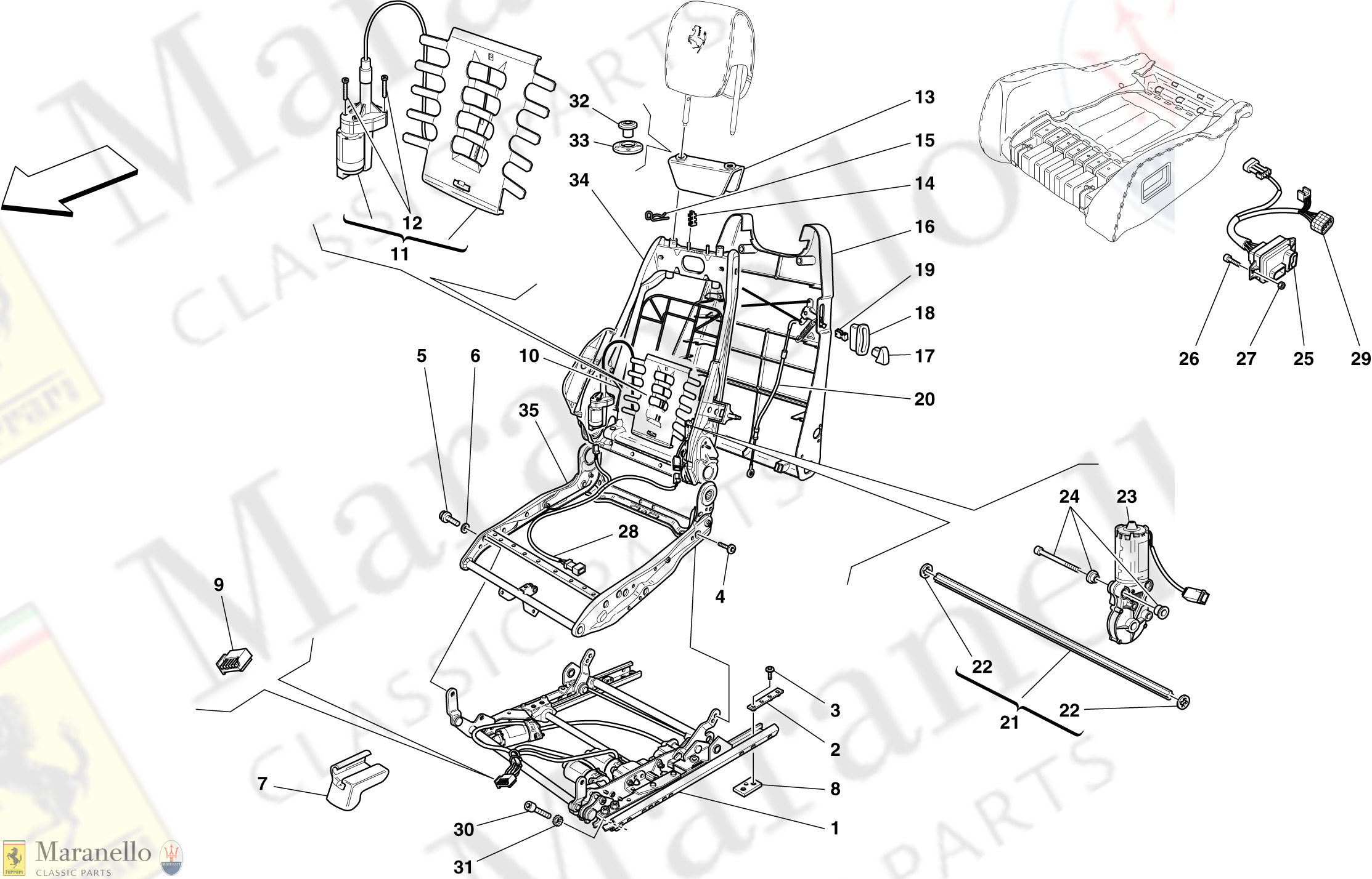 131 - Electric Seat - Guides And Adjustment Mechanisms -Optional-