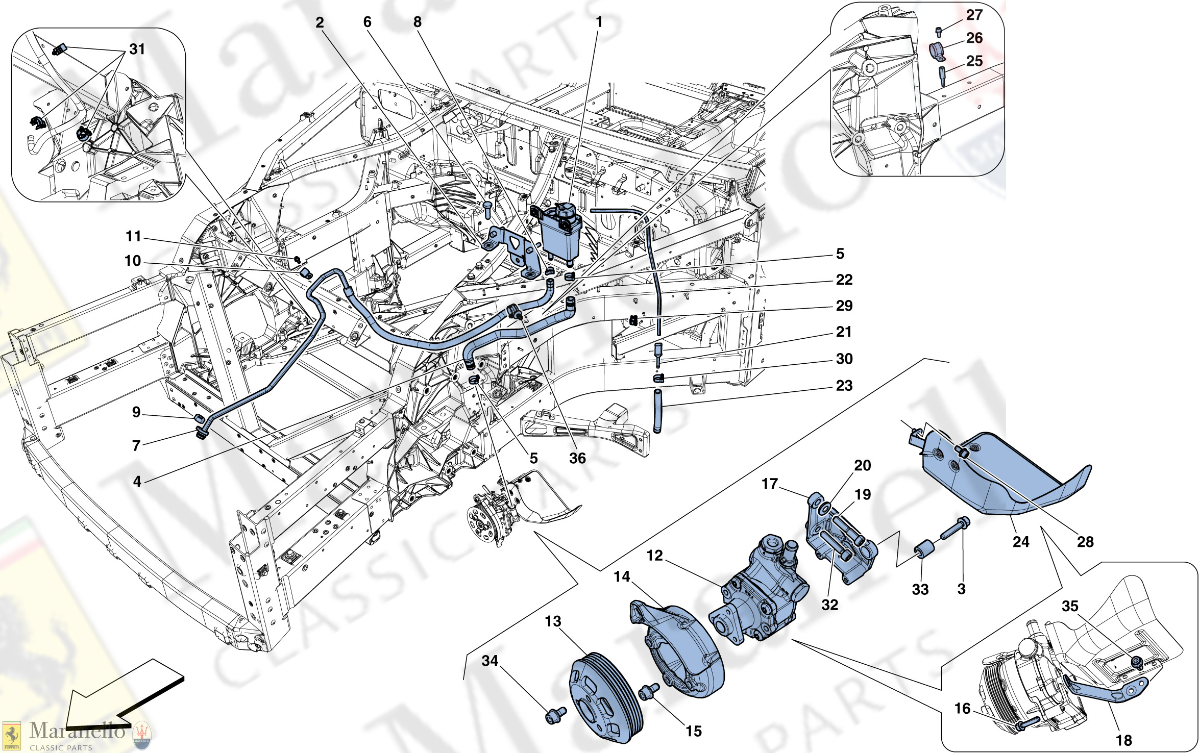 032 - Power Steering Pump And Reservoir