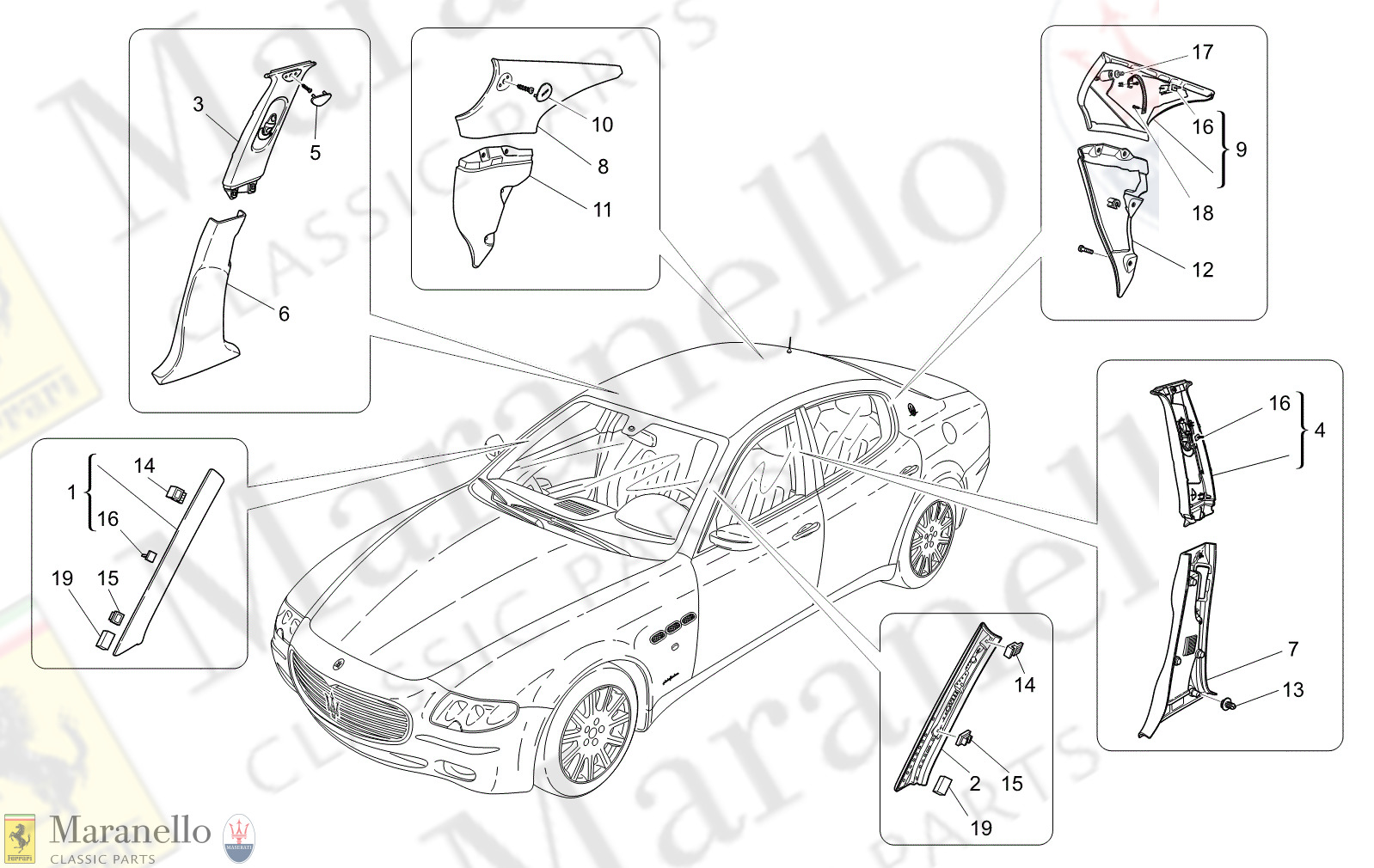 09.44 - 1 - 0944 - 1 Passenger Compartment B Pillar Trim Panels And Side Panels