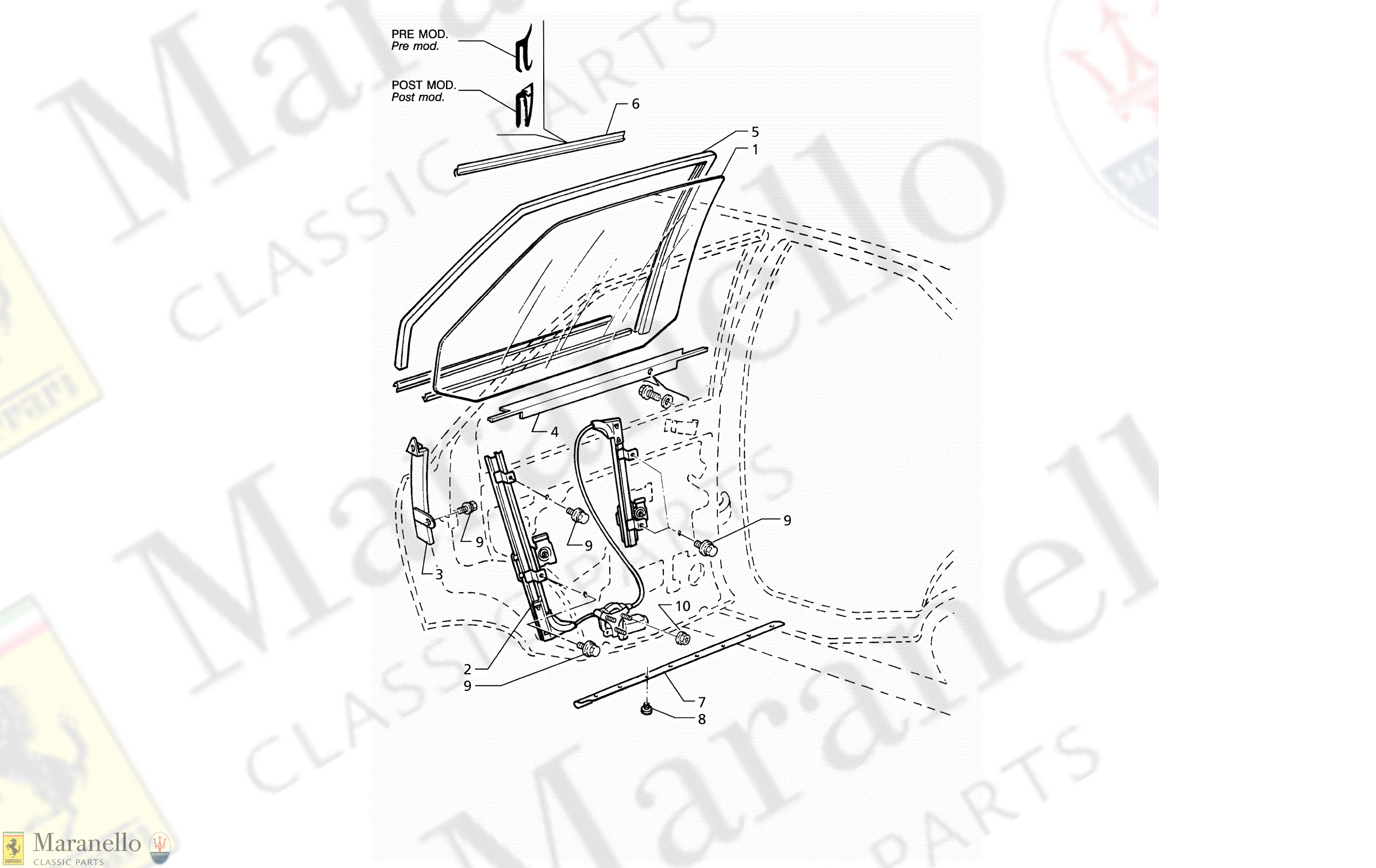 C 50.1 - C 501 - Rear Doors: Windows And Regulators