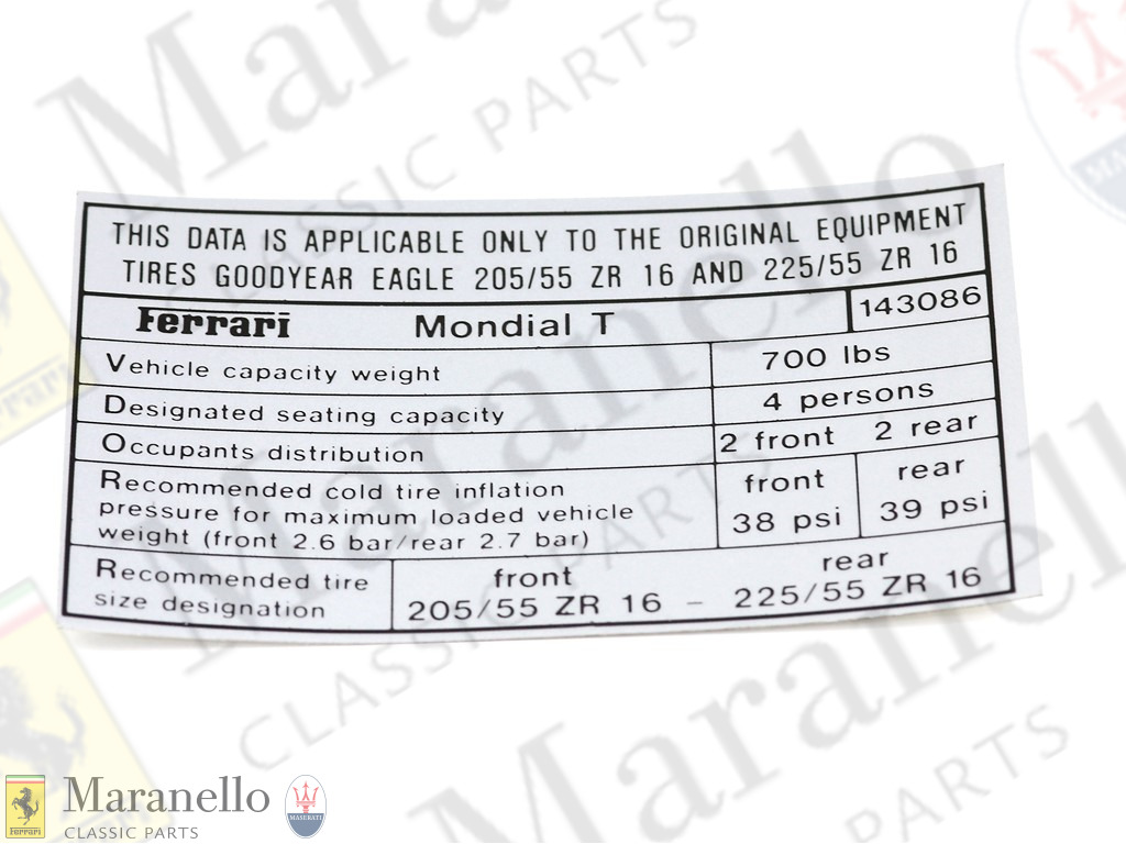 Goodyear Tyre Inflation Sticker