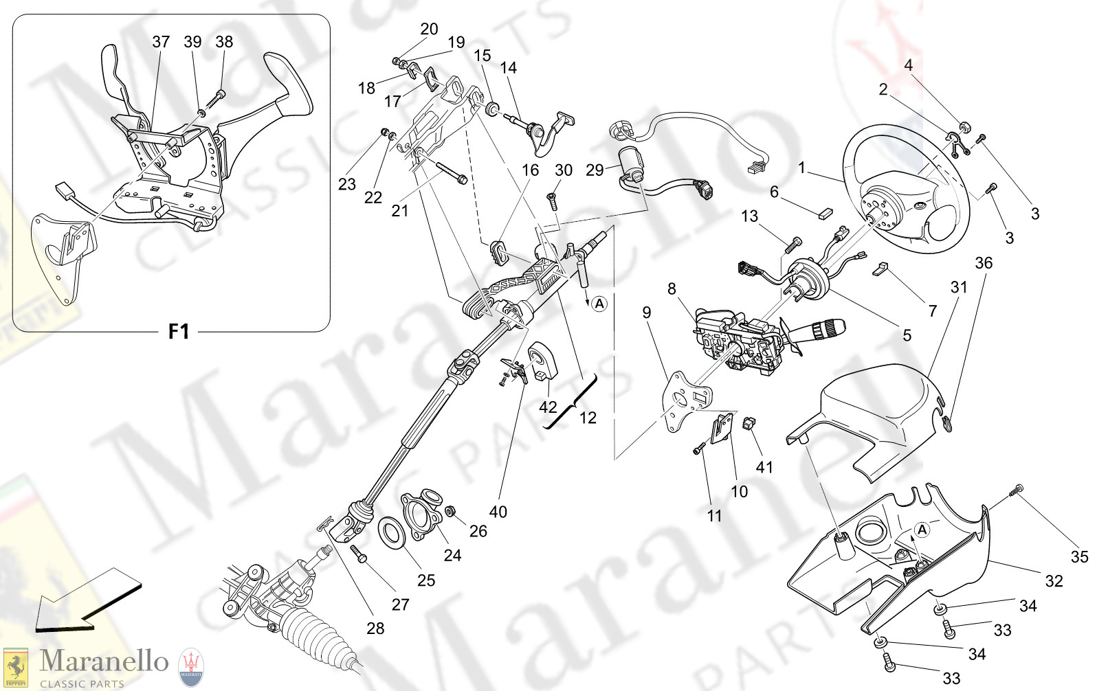 M5.00 - 12 - M500 - 12 Steering Column And Steering Wheel Unit