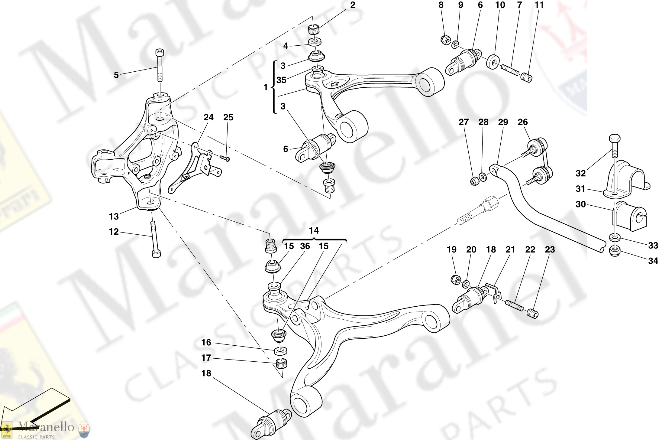 044 - Front Suspension - Arms And Stabiliser Bar