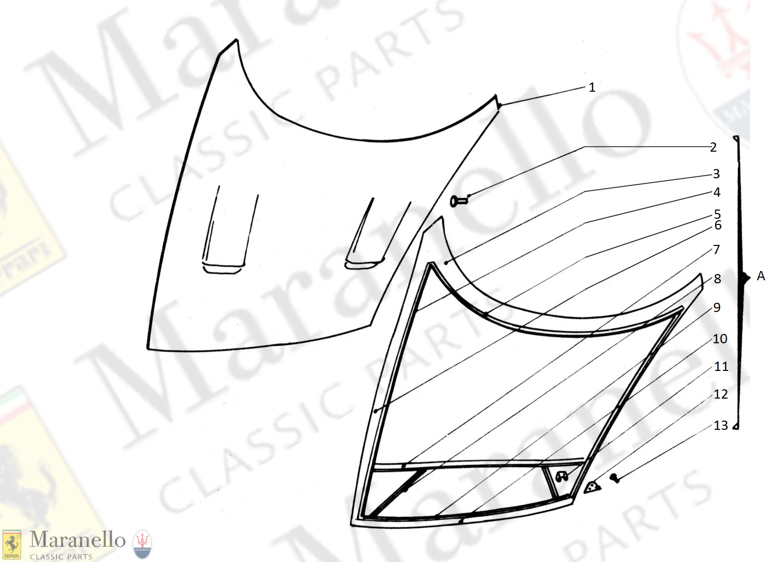 209A - Bonnet/Hood Panels & Frame