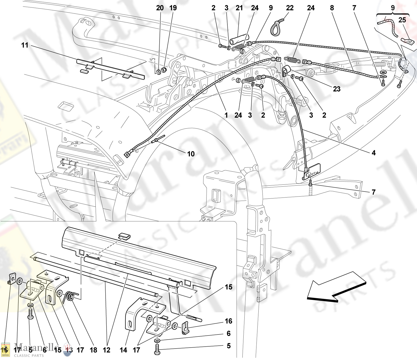 116 - Roof Cables And Mechanism -Applicable For Spider 16M-