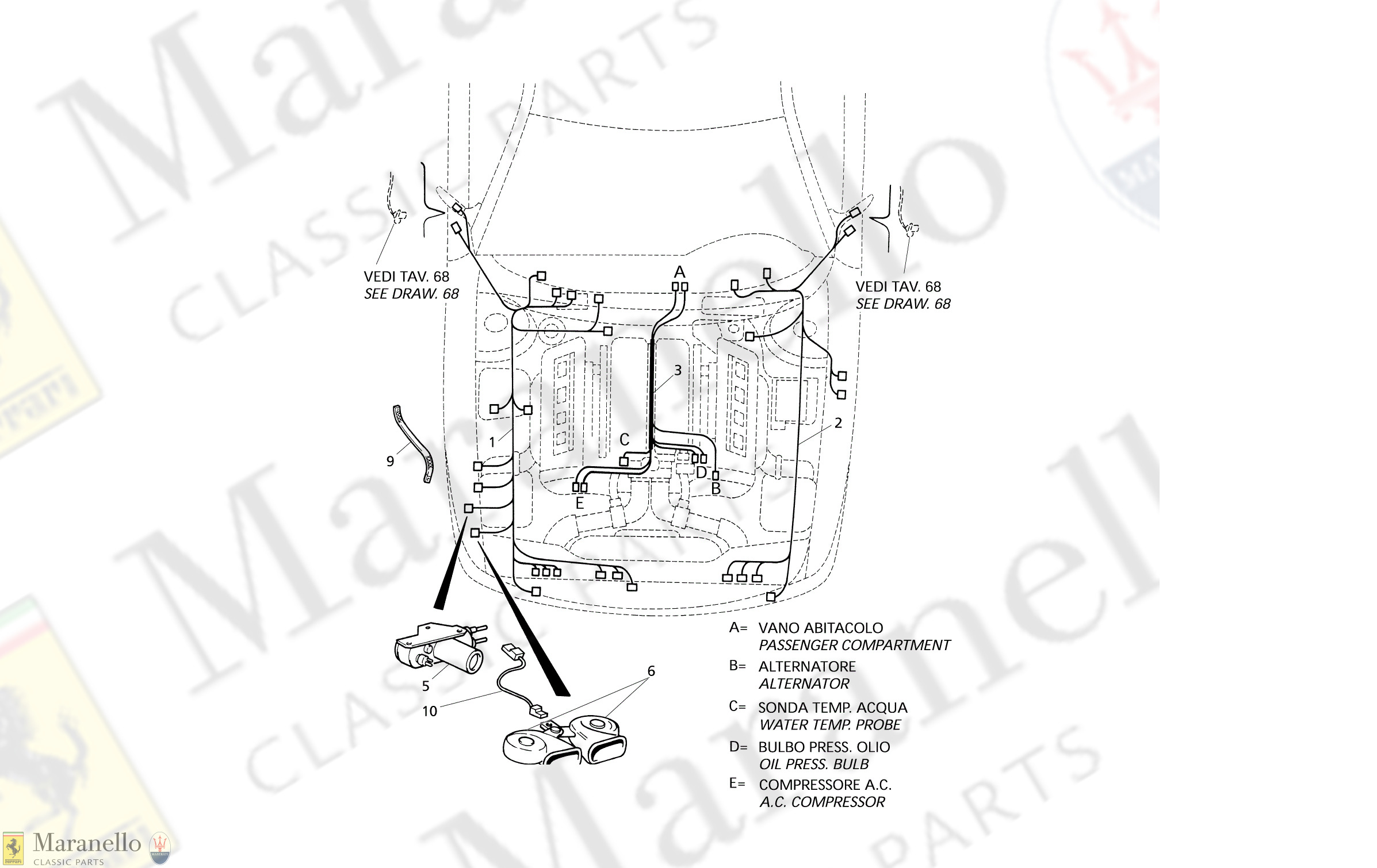 C 58.1 - C 581 - Electrical System: Engine Compartment (Right Hd)