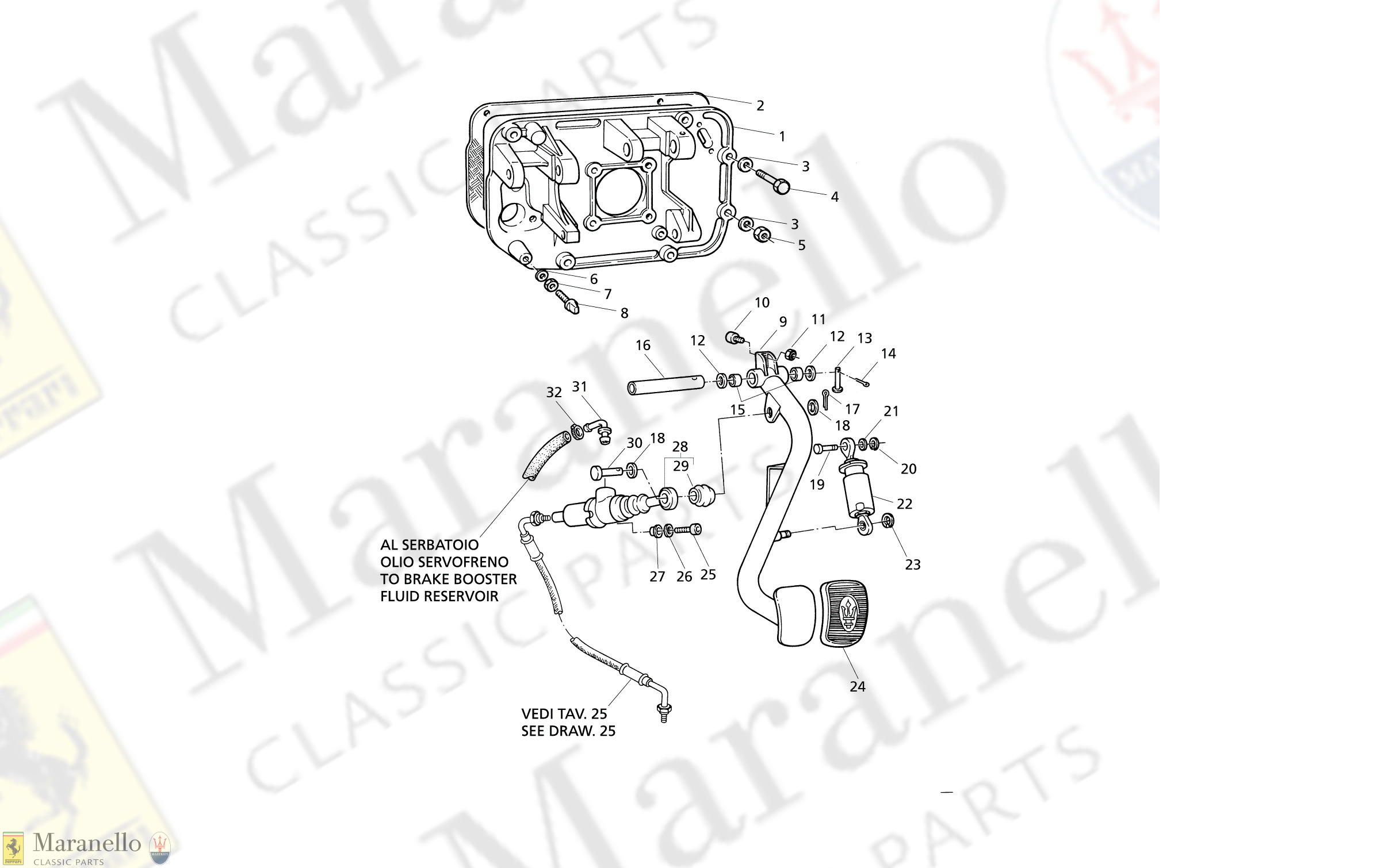 C 41.2 - C 412 - CLUTCH PEDAL AND PUMP - PEDAL SUPPORT (RH Drive)