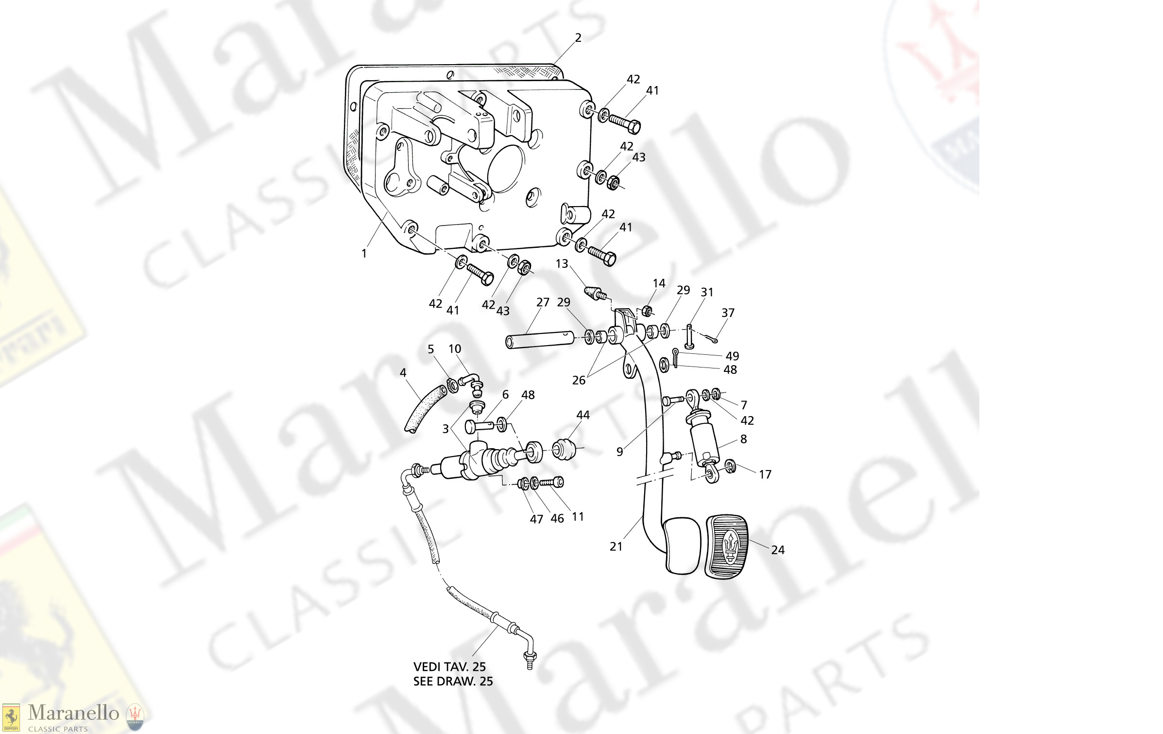 C 41 - CLUTCH PEDAL AND PUMP - PEDAL SUPPORT (LH Drive)