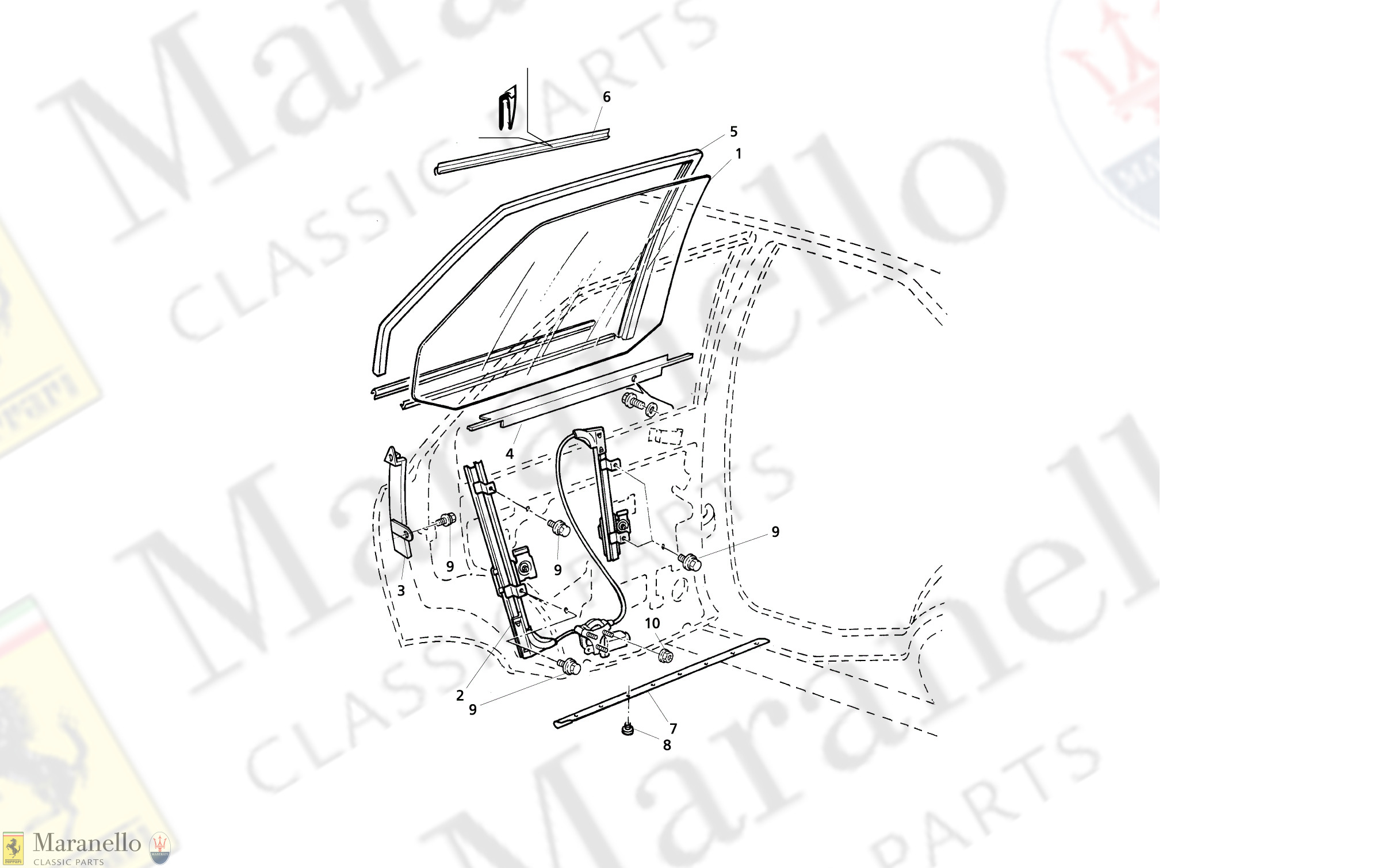 C 50.1 - C 501 - Rear Doors: Windows And Regulators