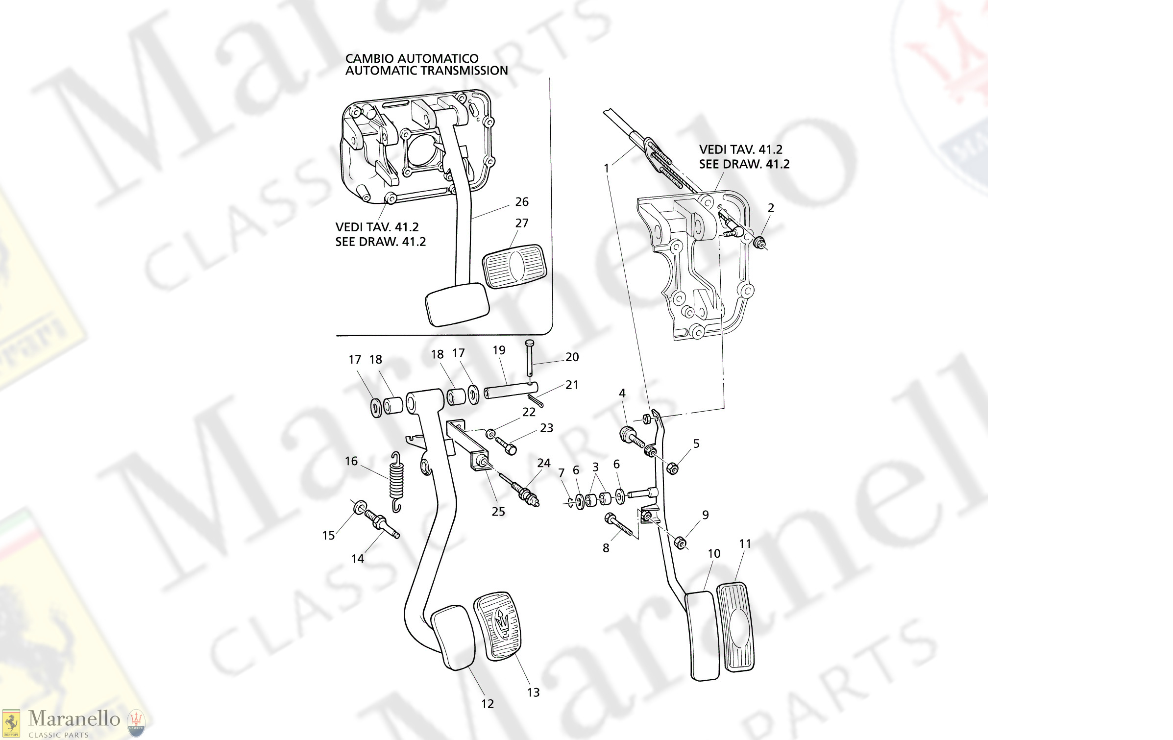 C 41.3 - C 413 - BRAKE AND ACCELERATOR PEDALS (RH Drive)