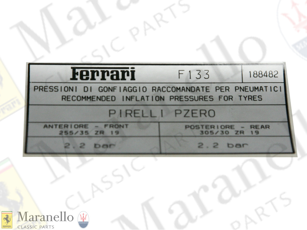 Tyre Inflation Plate Pirelli