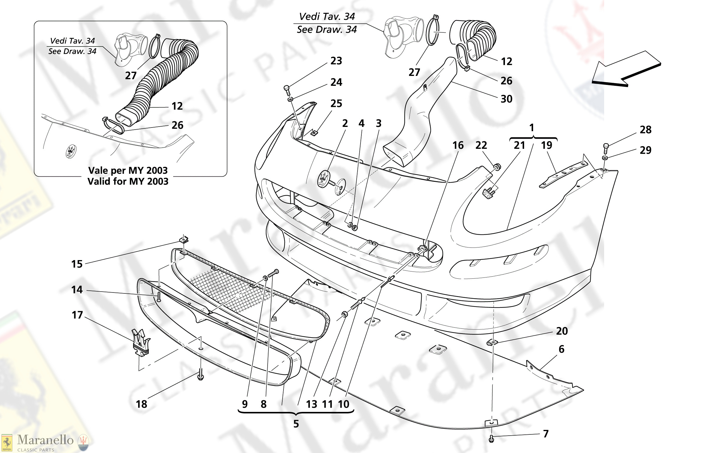 C 107 - FRONT BUMPER
-Valid for MY 2003-
-Valid for MY 2004-