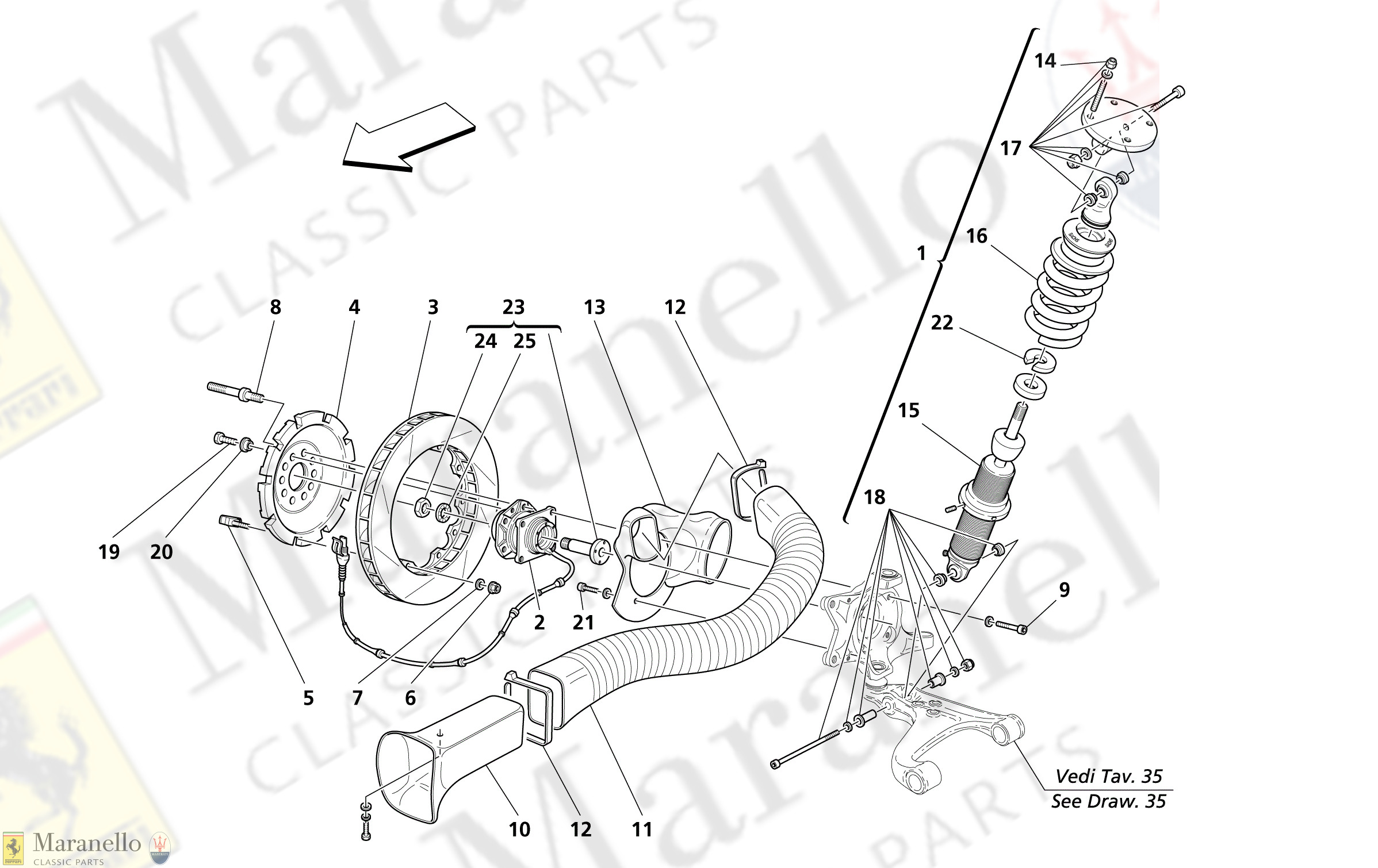 M 34 - Front Suspension - Shock Absorber And Brake Disc