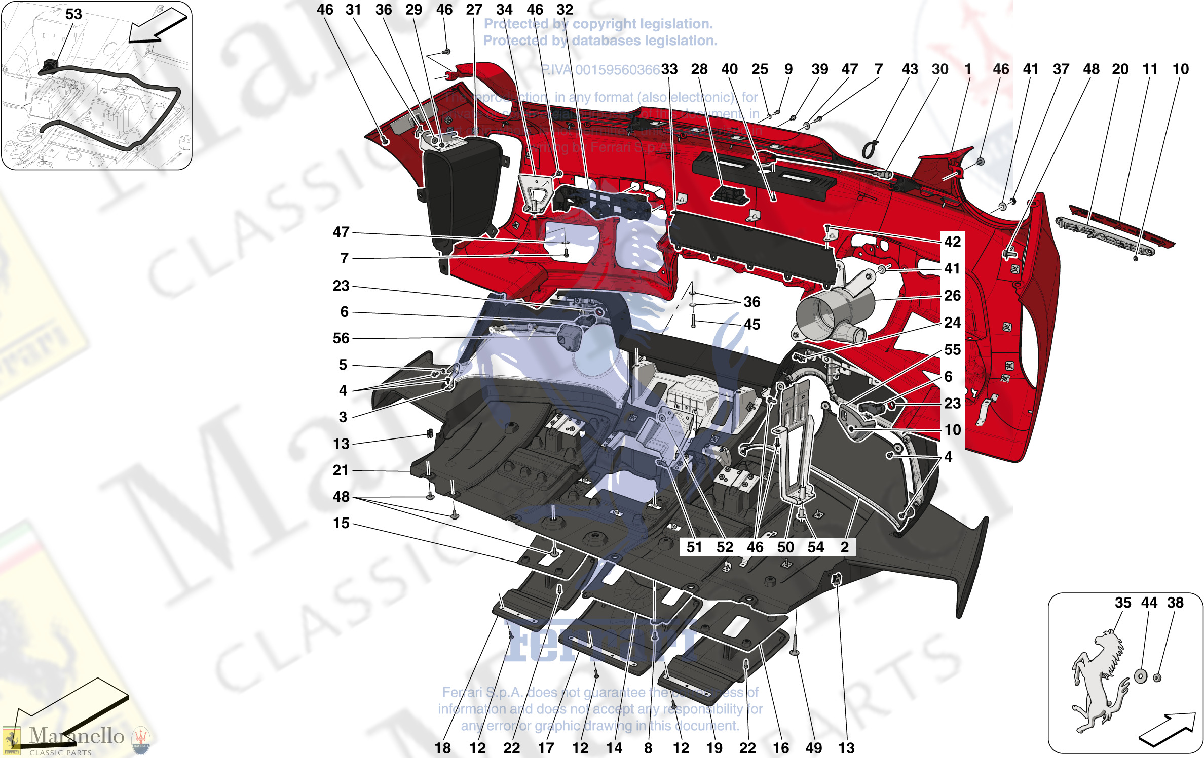 142 Rear Bumper Parts Diagram For Ferrari 488 Pista Spider Maranello Classic Parts