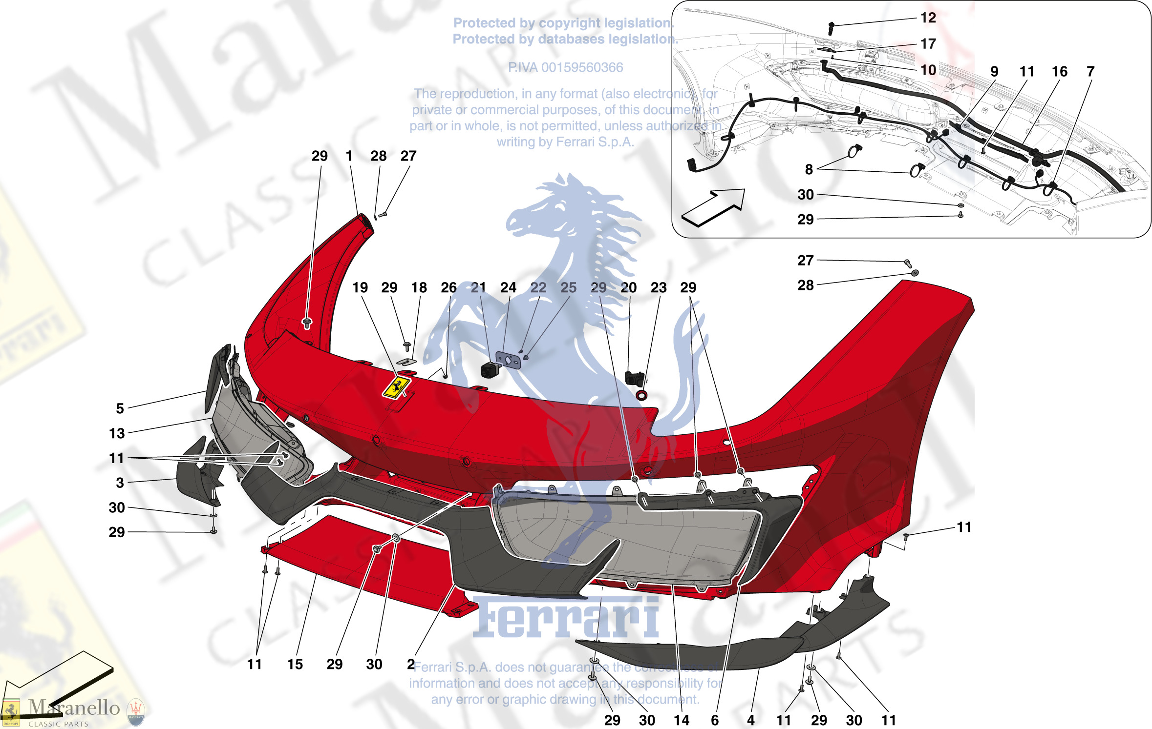 140 - Front Bumper parts diagram for Ferrari 488 Pista Spider ...