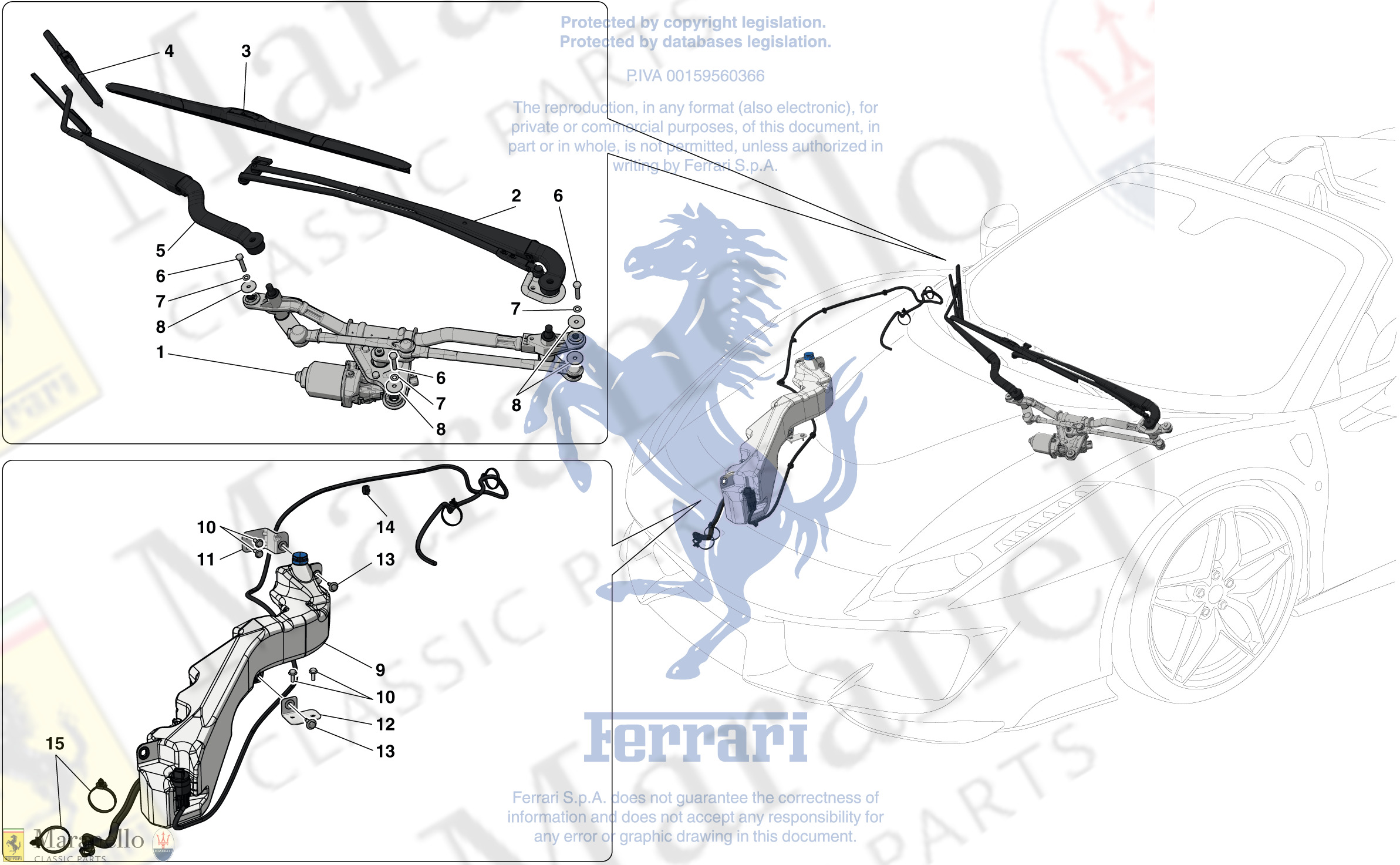 166 - Wipers And Headlamp Washers parts diagram for Ferrari 488 Pista