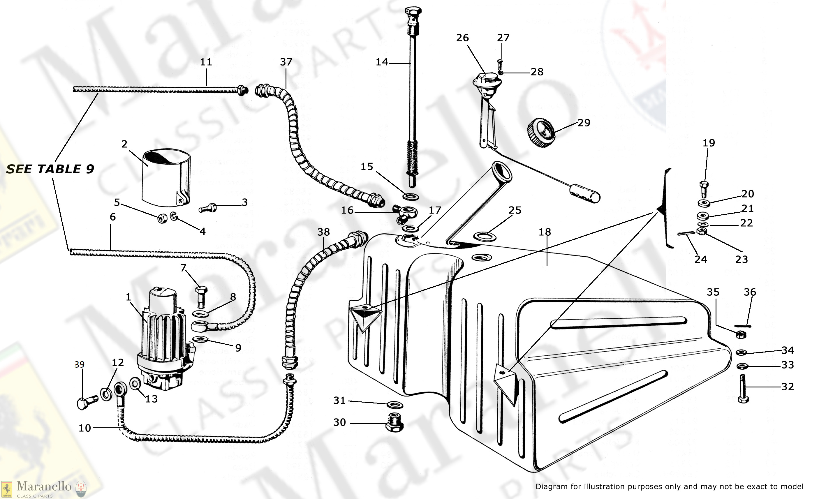 008 - Carburettor & Filter parts diagram for Ferrari 250 GT (1956-59
