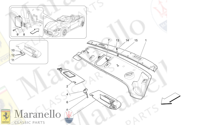 09.45 - 1 ROOF AND SUN VISORS      Available with