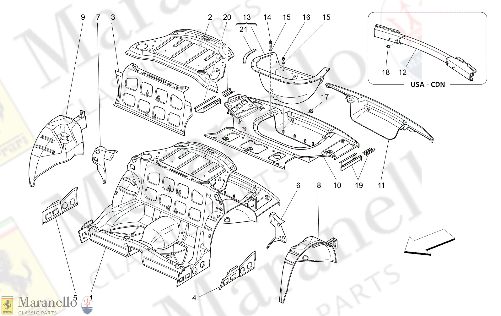 C9.05 - 11 - C905 - 11 Rear Structural Frames And Sheet Panels