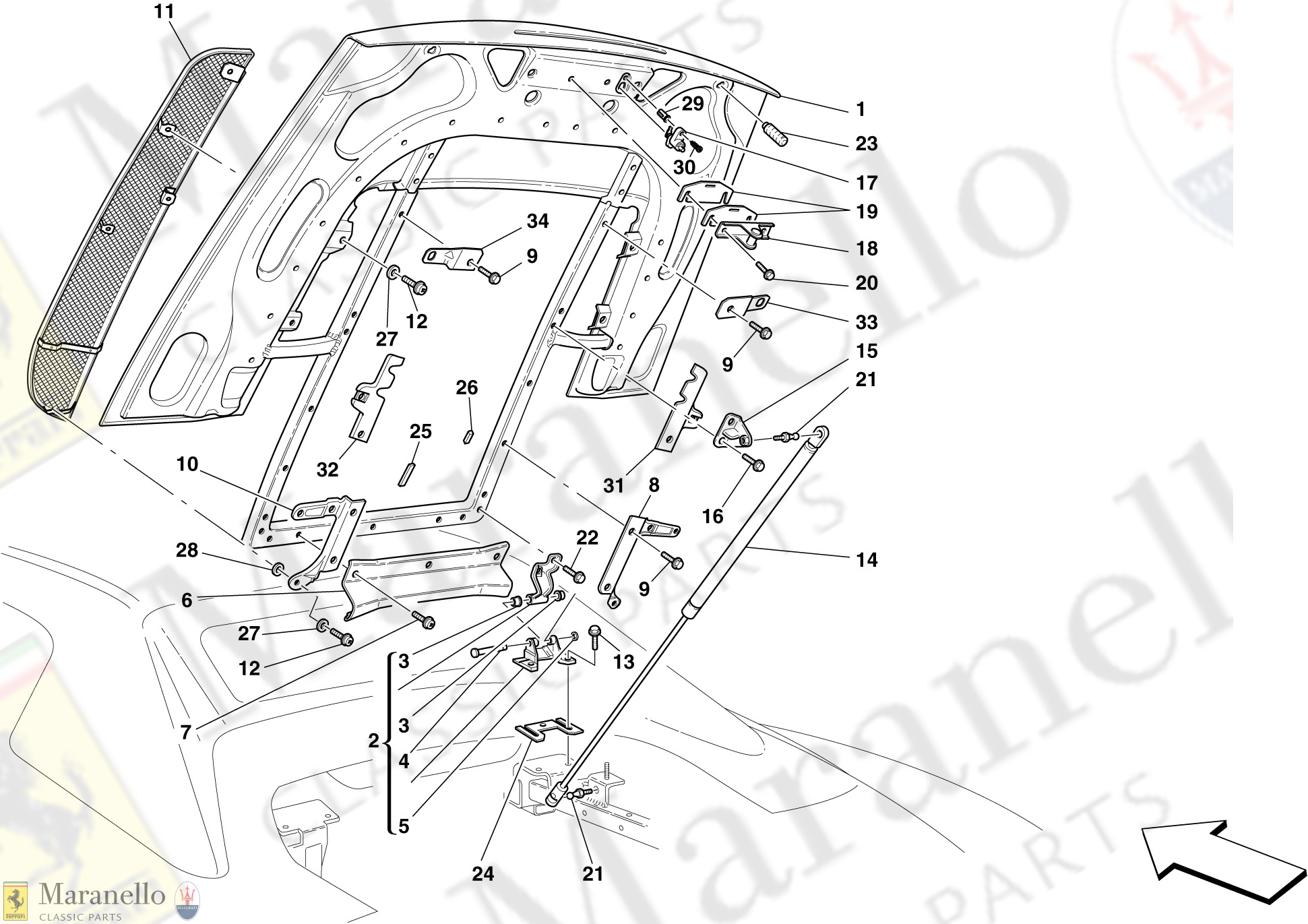 125 - Engine Compartment Lid -Applicable For Spider 16M-