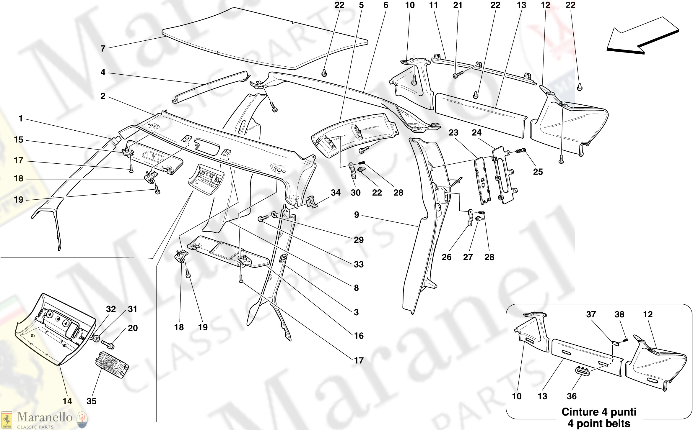 112 - Headliner Trim And Accessories -Not For Spider 16M-