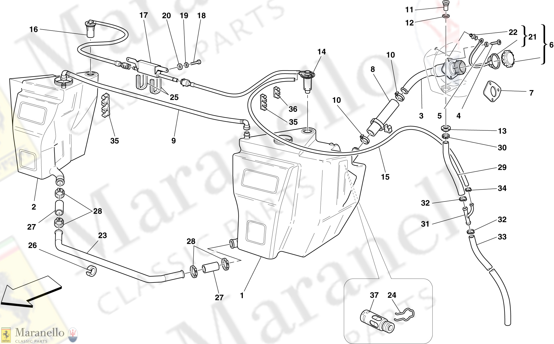012 - Fuel Tanks And Filler Neck -Not For Spider 16M-