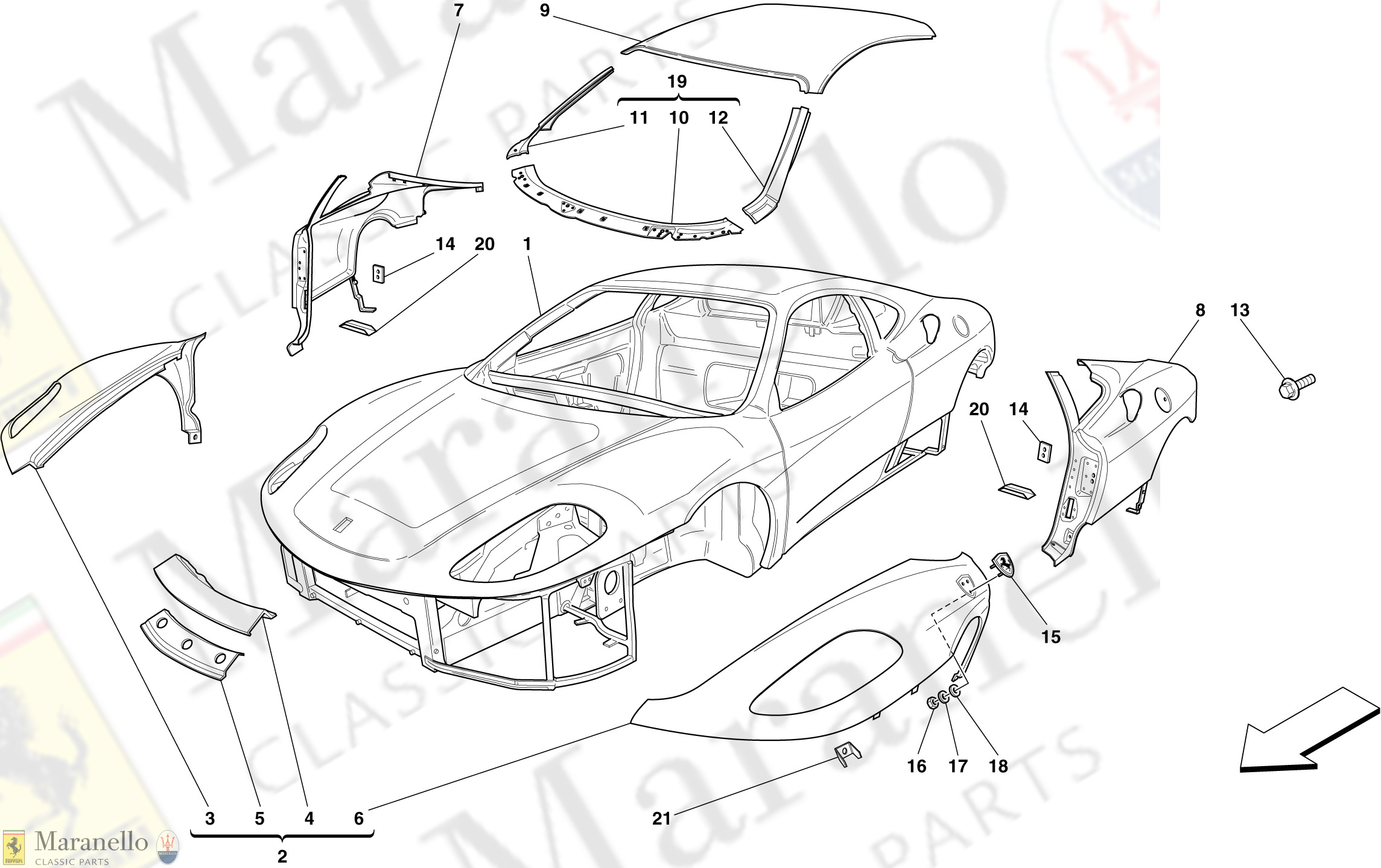 100 - Bodyshell - Exterior Trim -Not For Spider 16M-