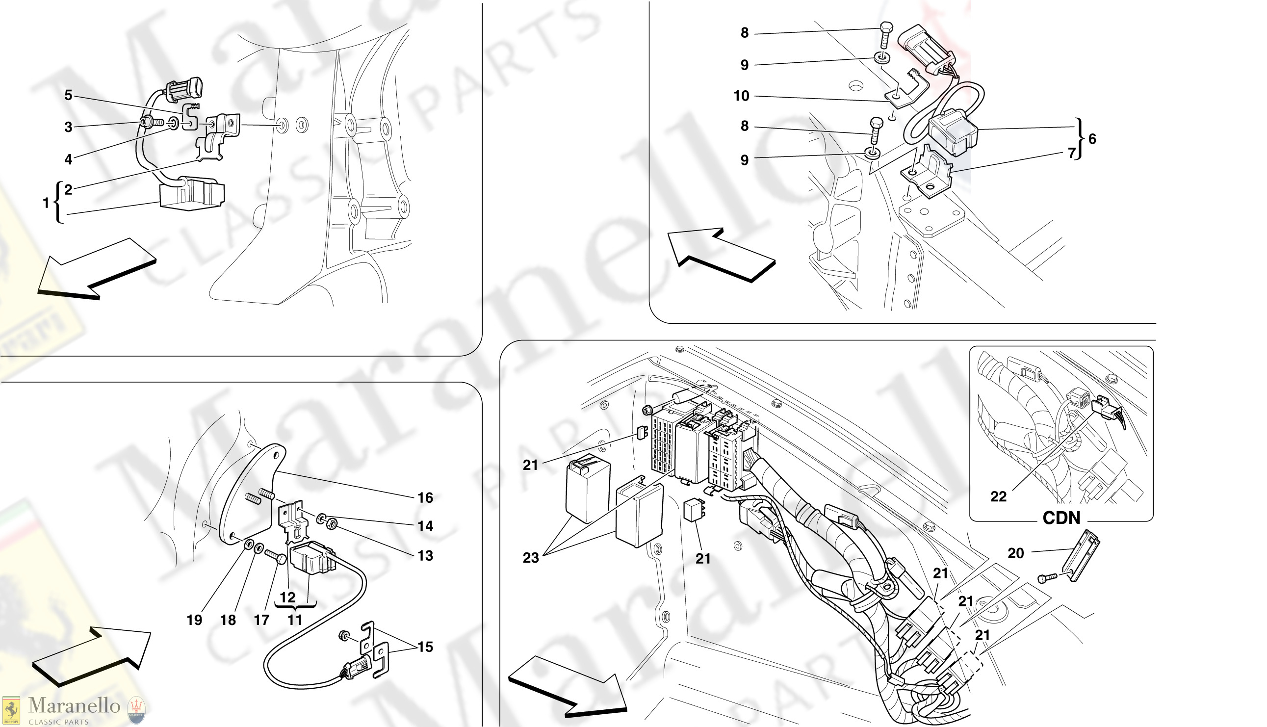 136 - Ecus And Sensors In Front Compartment And Engine Compartment