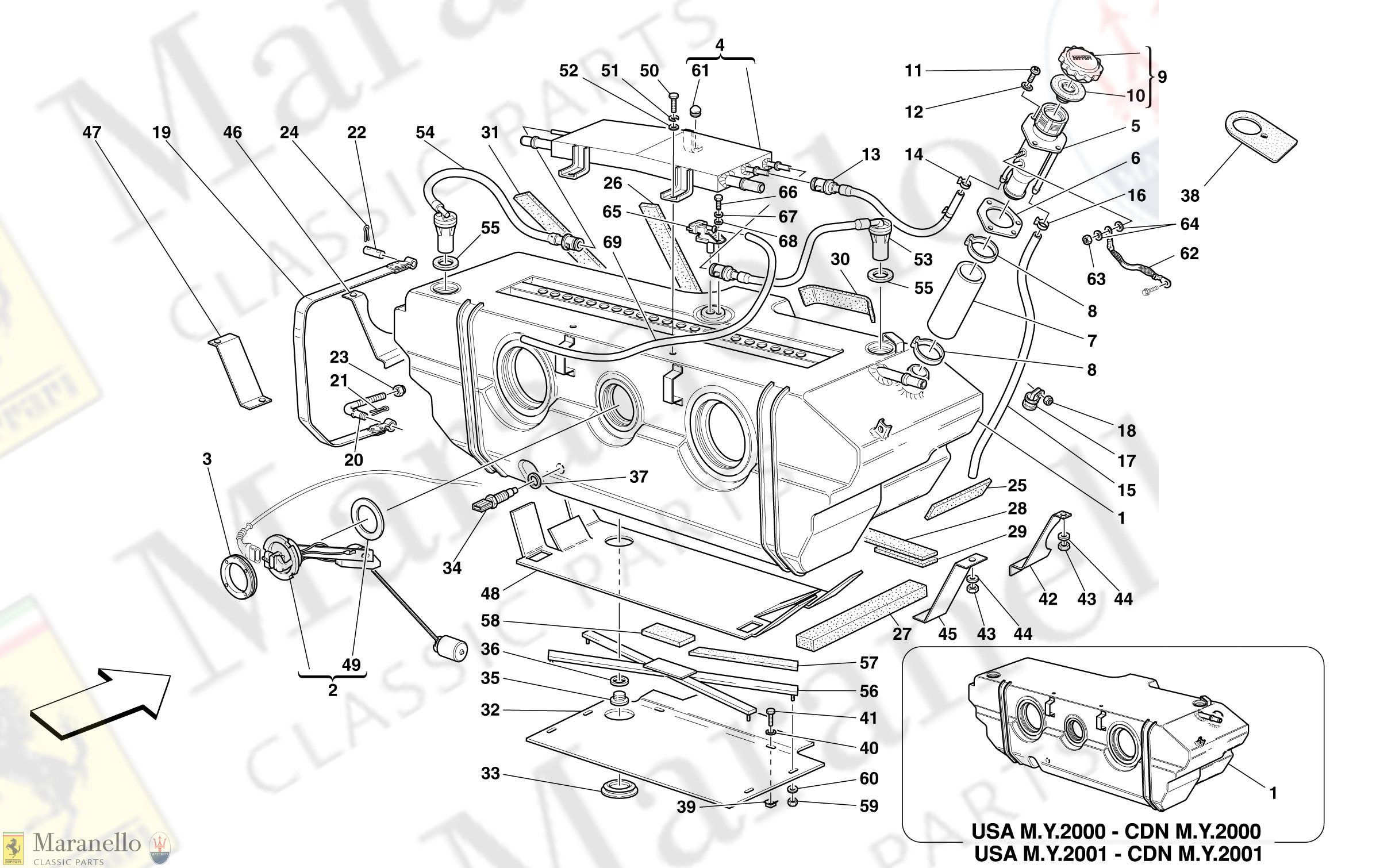 013 - Fuel Tank -Valid For Usa M.Y. 2000, Usa M.Y. 2001, Usa M.Y. 2002, Usa M.Y. 2003, Cdn M.Y. 2000, Cdn