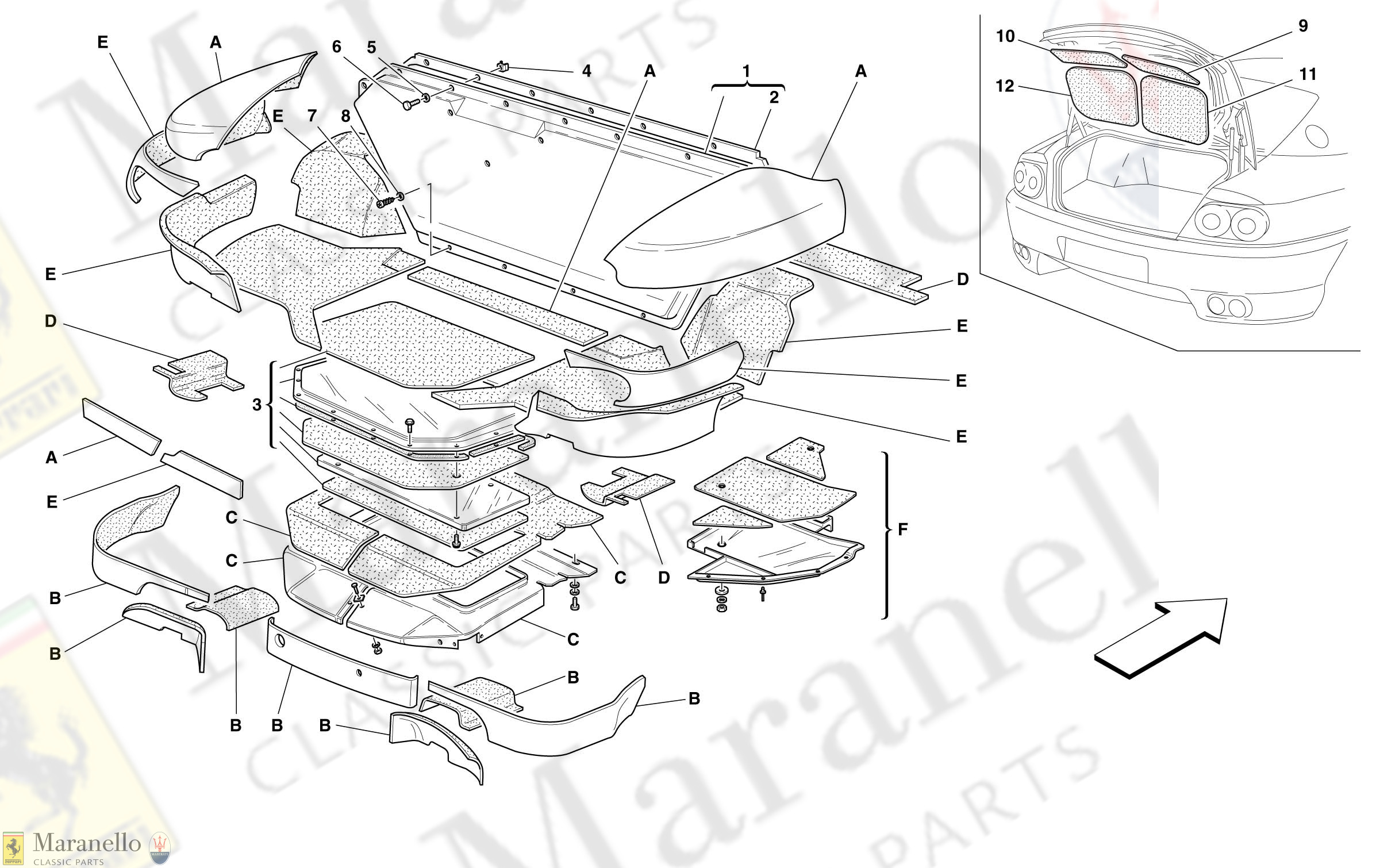 109 - Trunk Hood Insulations -Valid For 456M Gta-