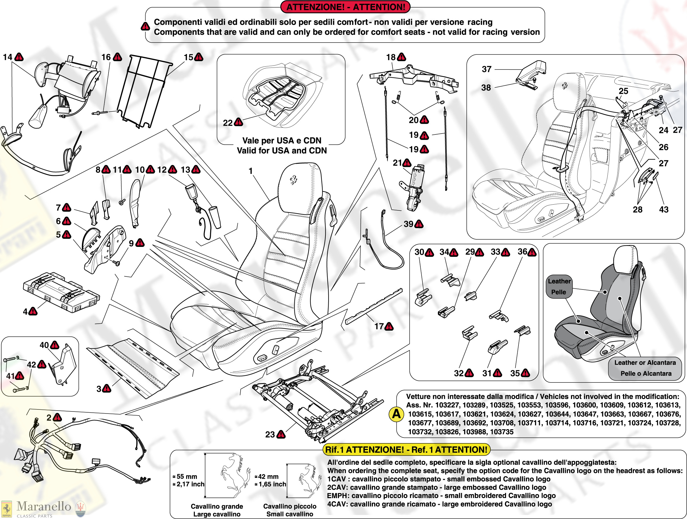 134 Front Seat Seat Belts parts diagram for Ferrari California