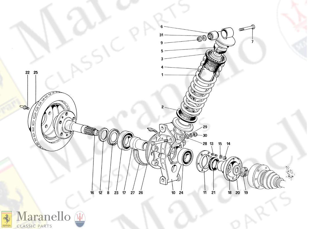 039 Rear Suspension Shock Absorber And Brake Disc Parts Diagram For