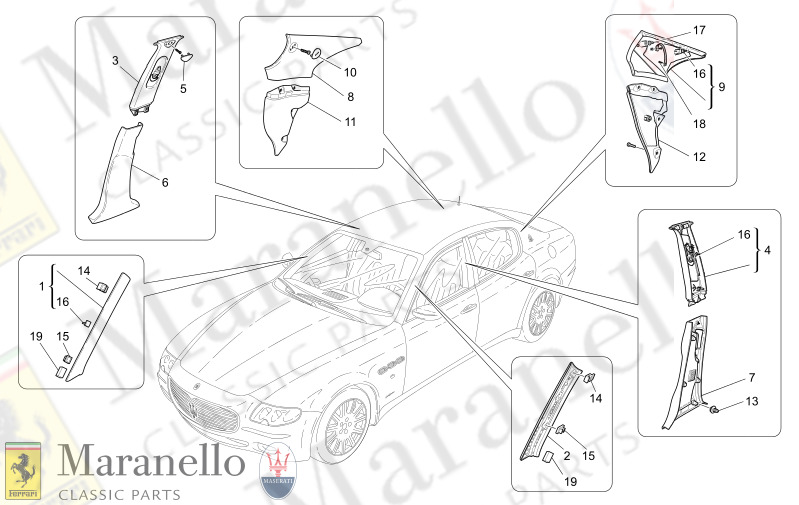 09.44 - 1 PASSENGER COMPARTMENT B PILLAR TRIM PANELS AND SIDE PANELS