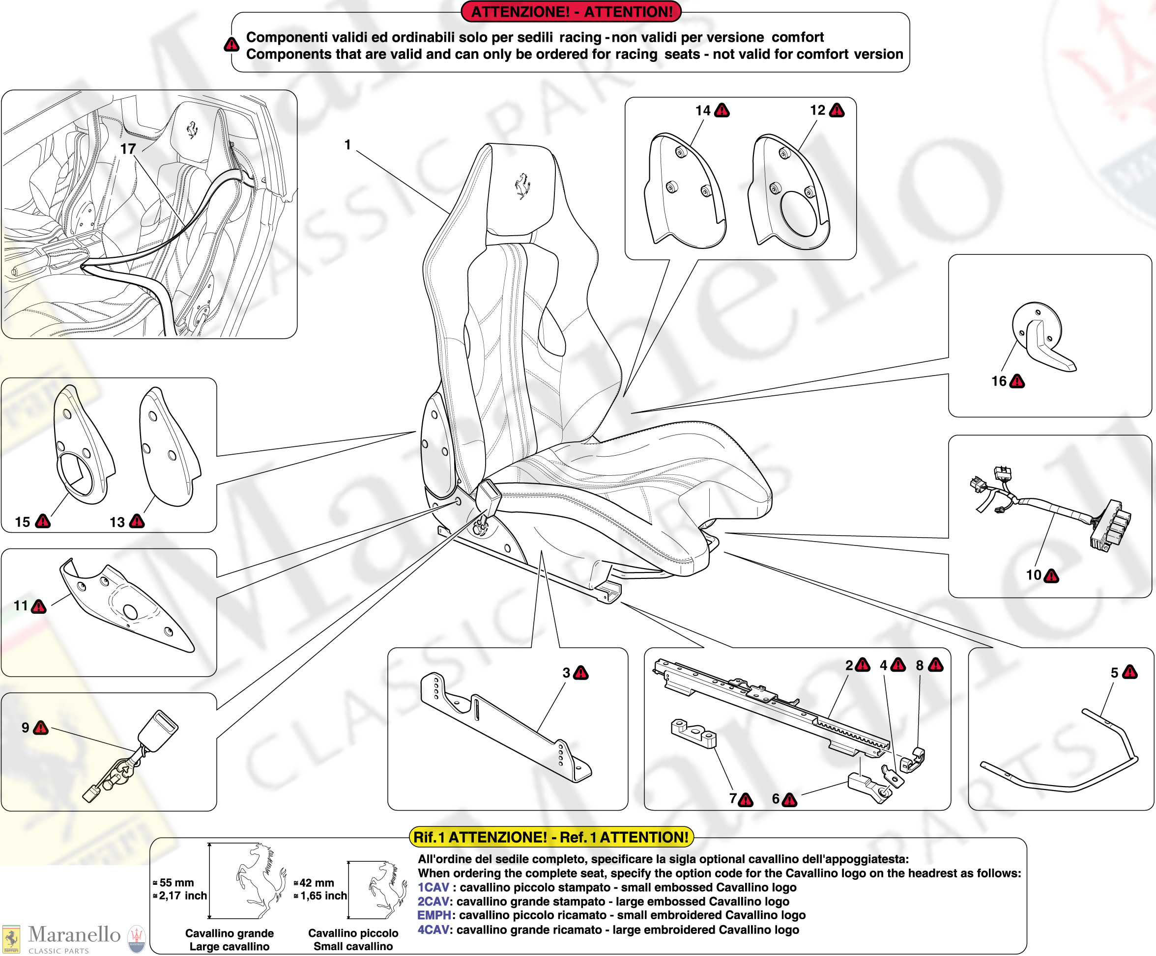 125 - Front Racing Seat - Guides And Adjustment Mechanisms
