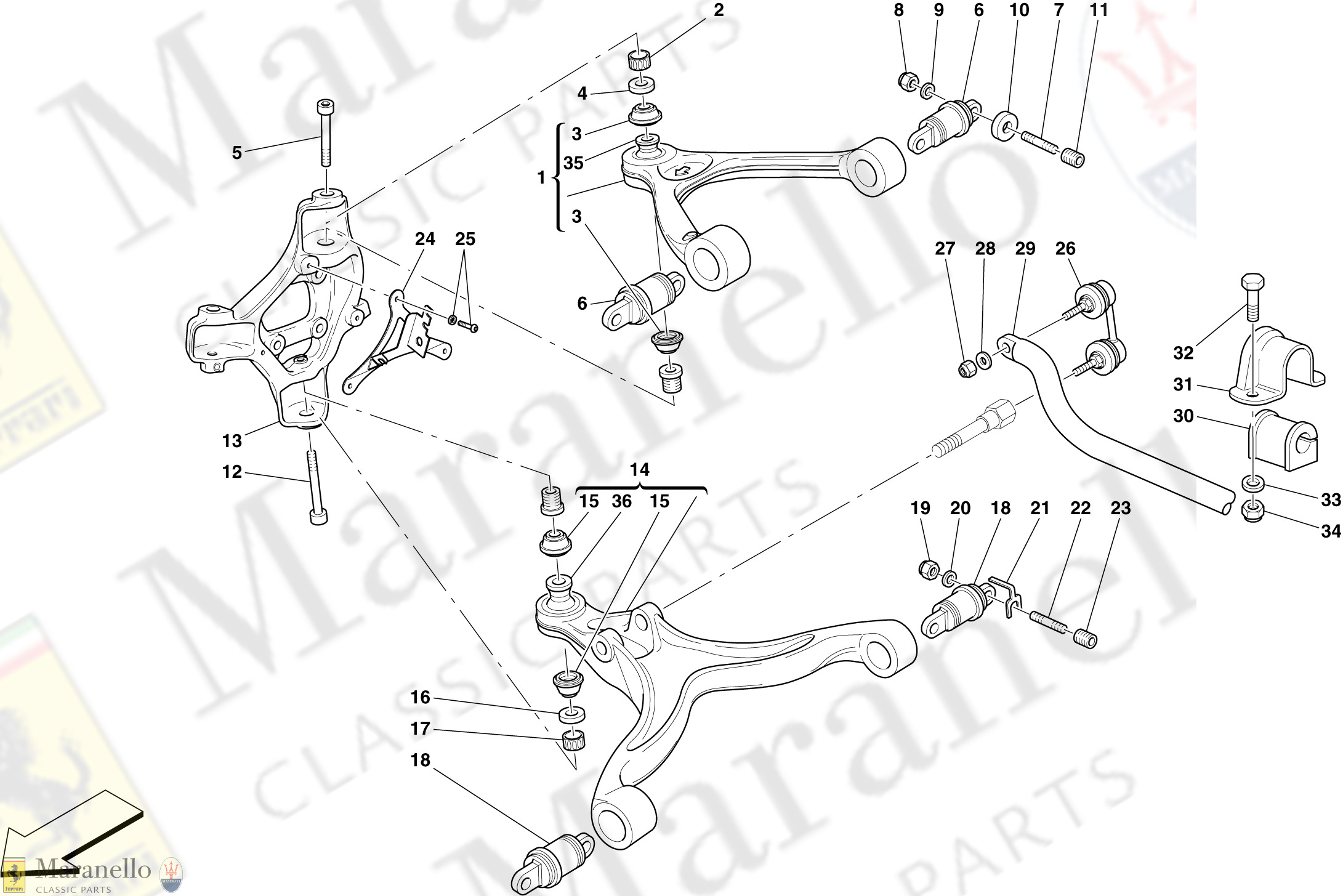 044 - Front Suspension - Arms And Stabiliser Bar