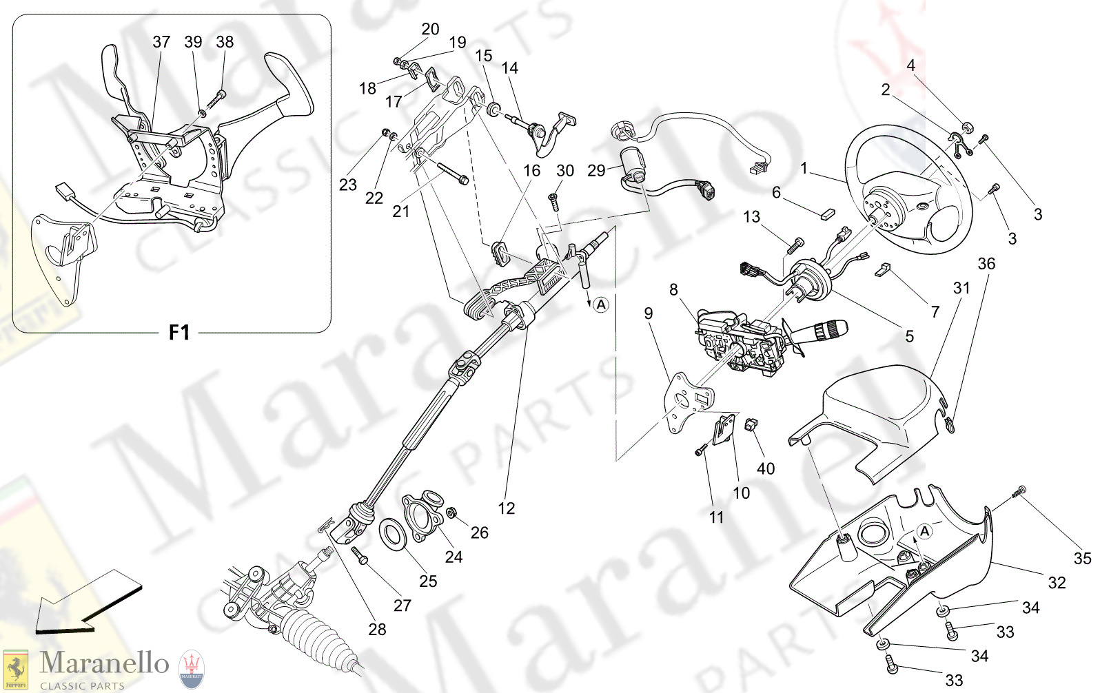 M5.00 - 11 - M500 - 11 Steering Column And Steering Wheel Unit