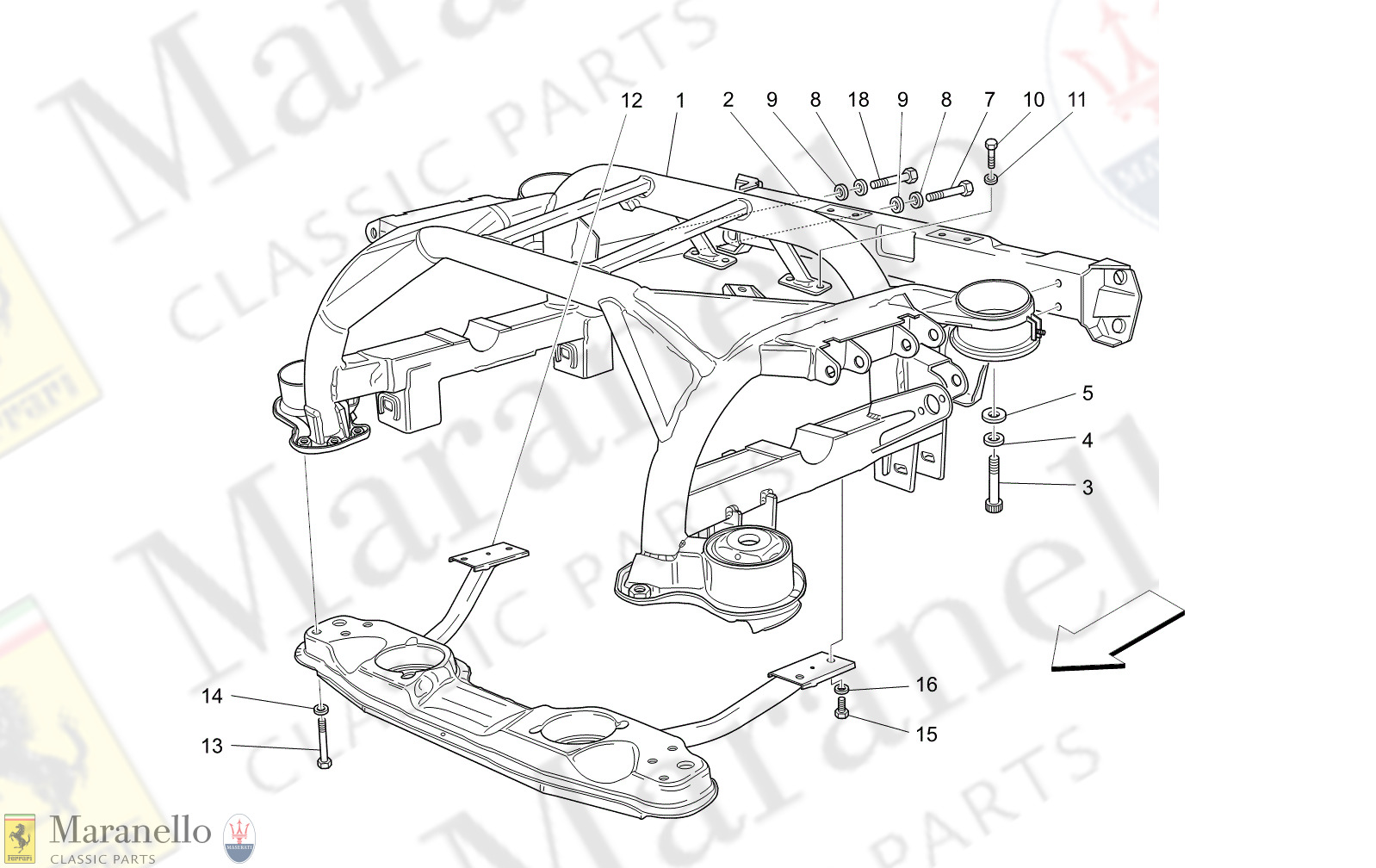 06.22 - 12 - 0622 - 12 Rear Chassis parts diagram for Maserati ...