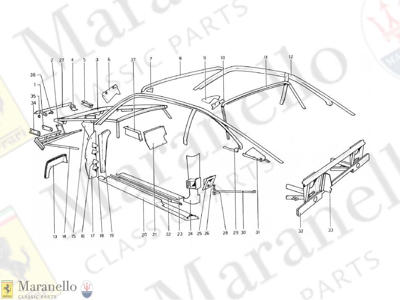 154 - Body Shell - Inner Elements (Valid For RHD - Aus Versions)