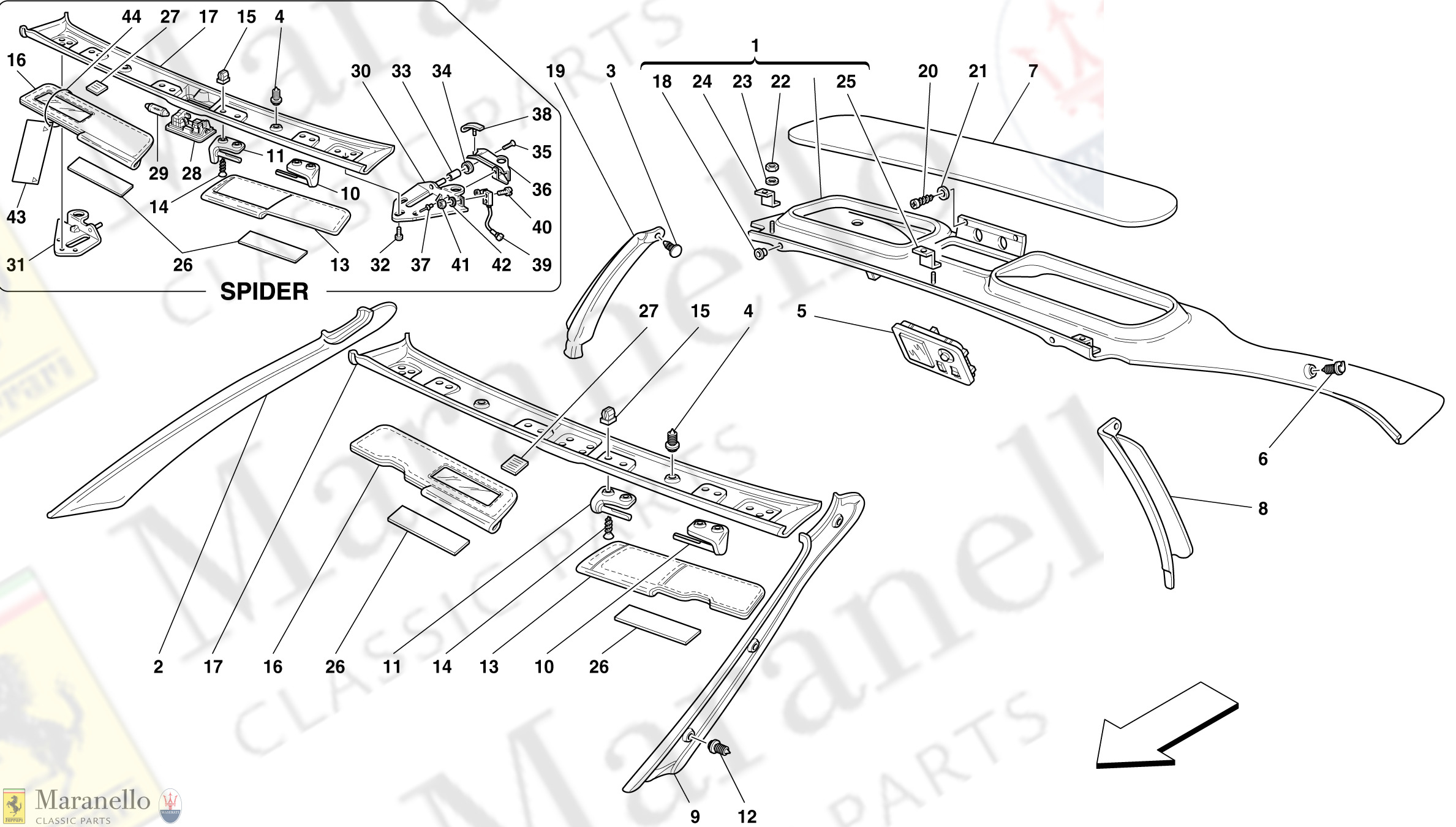 114 - Roof Trims -Valid For Gts And Spider-