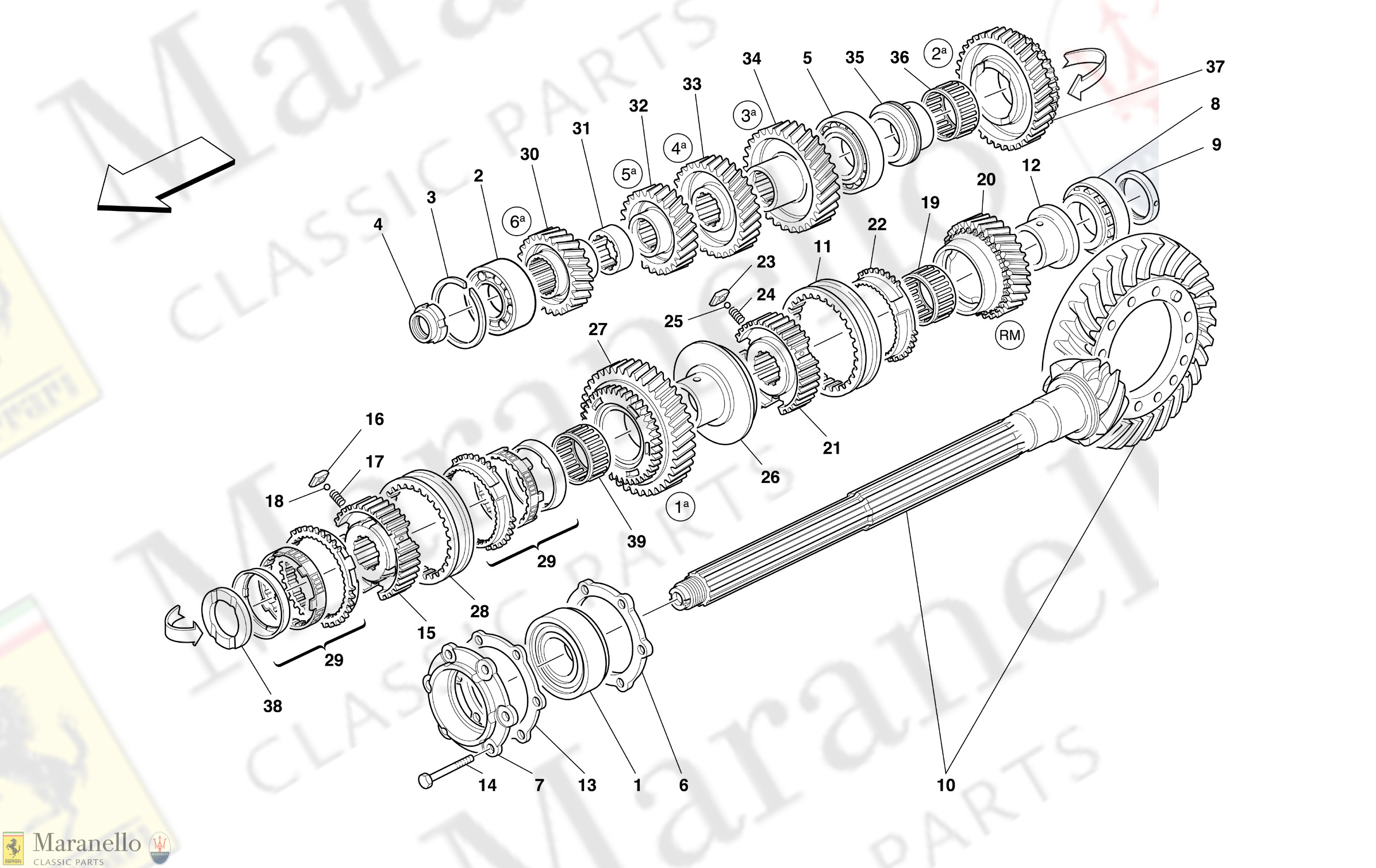 033 Lay Shaft Gears Parts Diagram For Ferrari 550 Maranello Maranello Classic Parts 6323