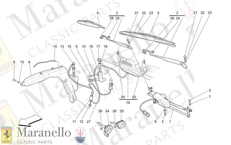 C8.00 - 1 WINDSCREEN WIPER, WINDSCREEN WASHER AND HORNS