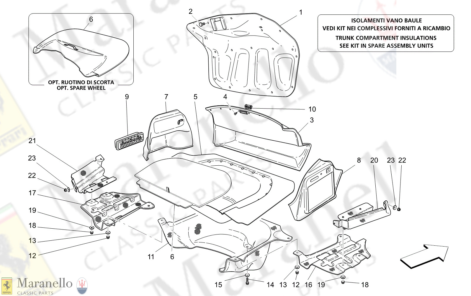 C9.61 - 11 - C961 - 11 Trunk Hood Compartment Trims