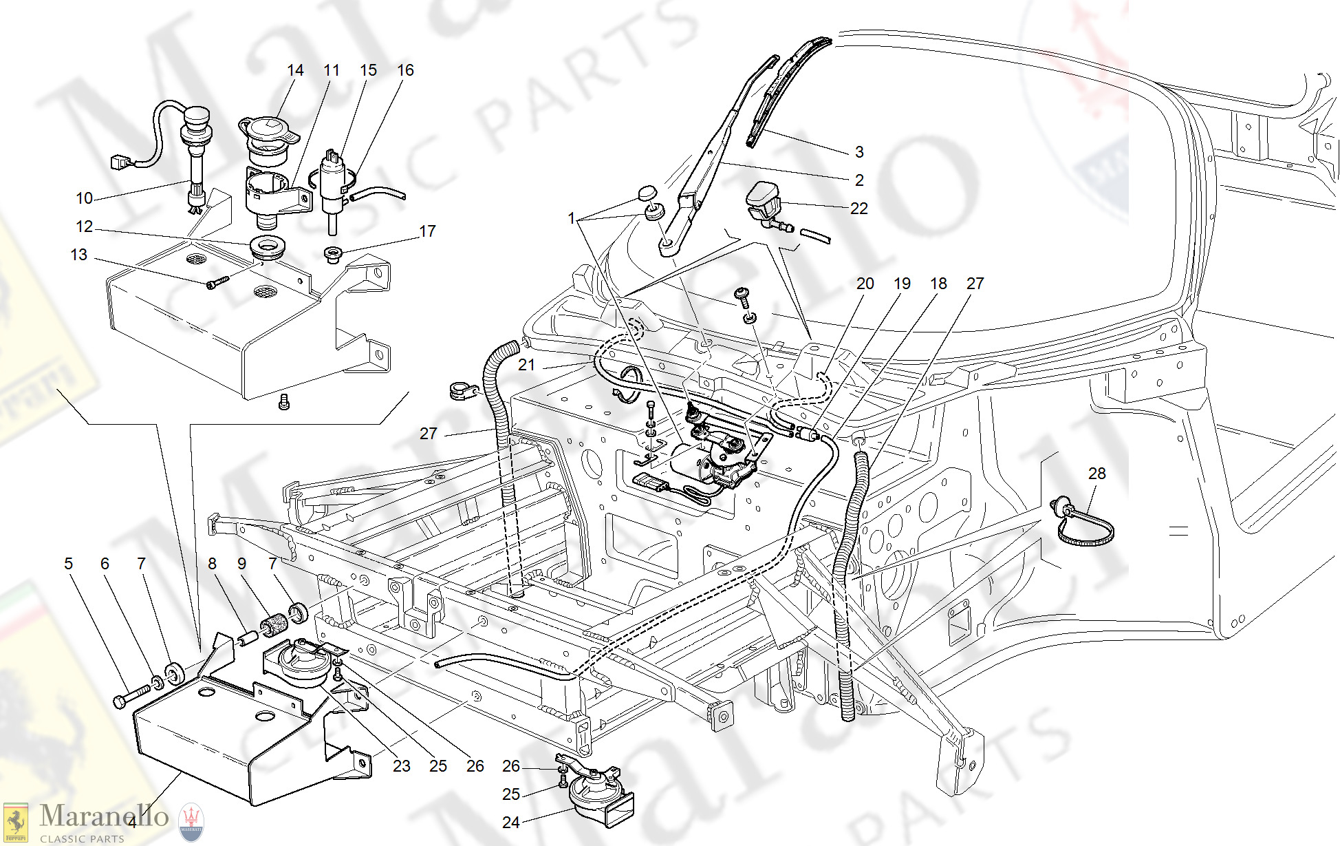 122 - Windshield, Glass Washer And Horns