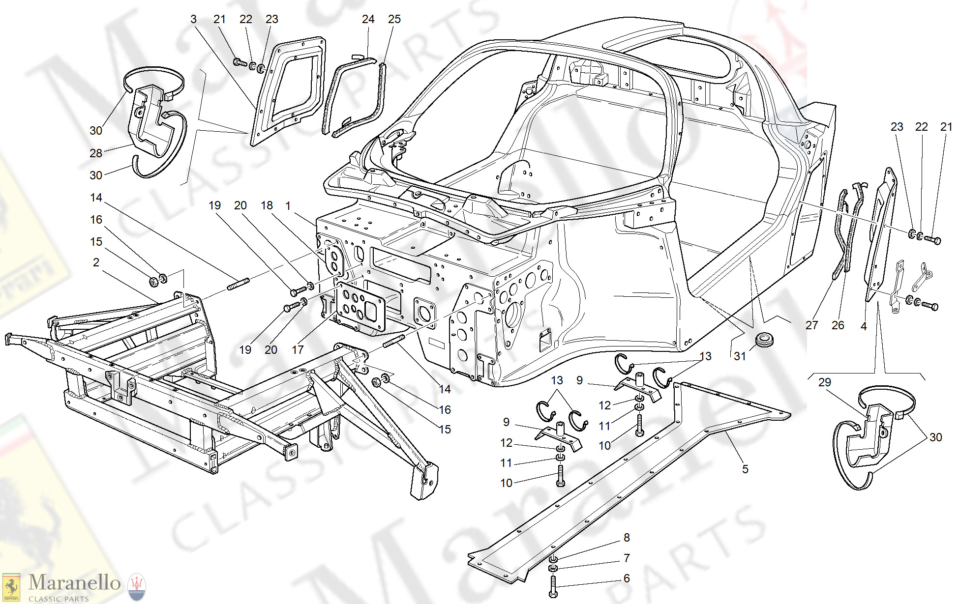 100 - Monocoque Body Frame - Front Frame - Central Flat Floor Pan